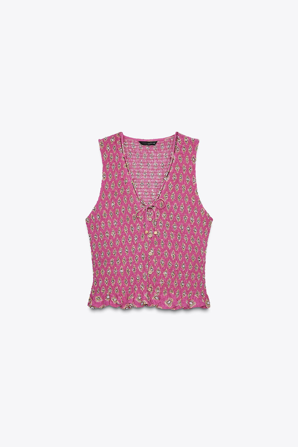 SMOCKED PRINT TOP - Zara фото 6