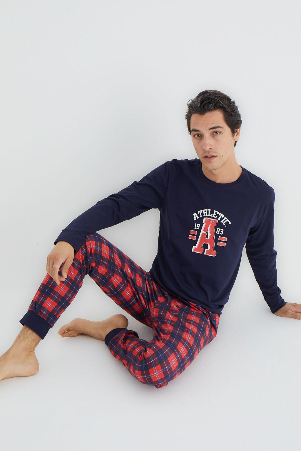 TRENDYOL MAN Lacivert Regular Fit Ekose Orme Pijama Tak?m? TMNAW25PT00060 - Trendyolmilla фото 4