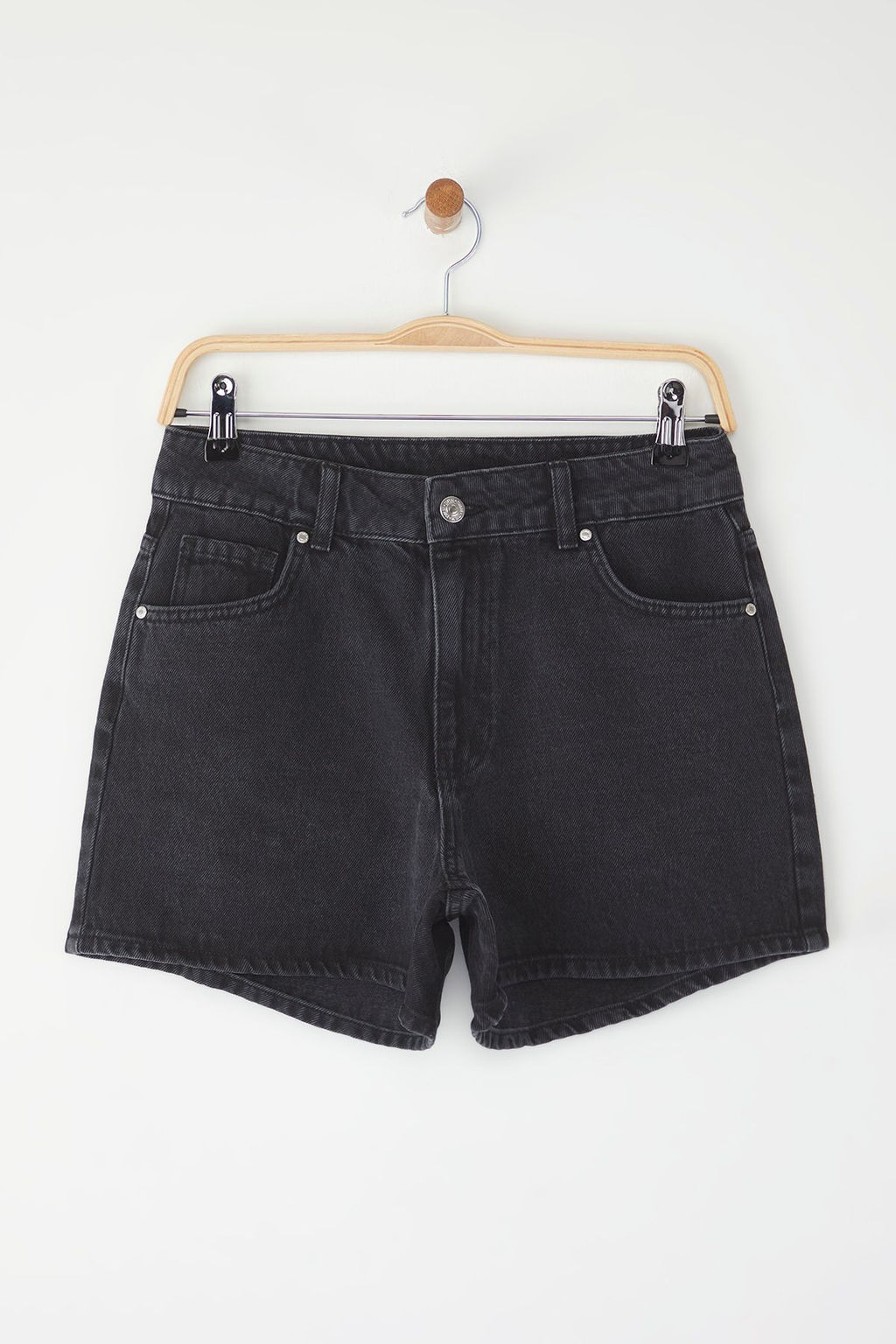 Siyah More Sustainable Yuksek Bel City Boy Denim Sort TWOSS25SR00178