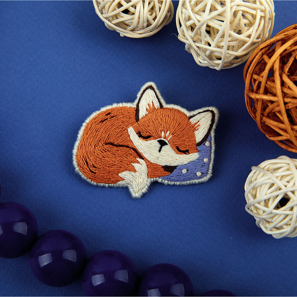 Набор для вышивания PANNA Живая картина JK-2344 Брошь. Спящий лис 5.5 х 4.5 см