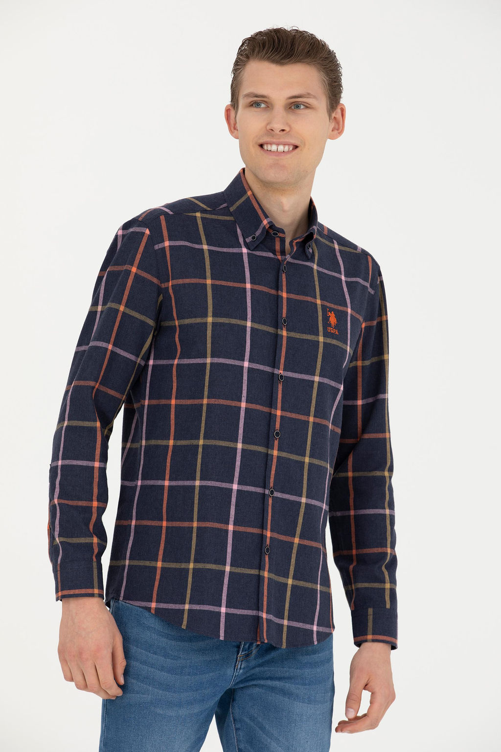 Мужская темно-синяя рубашка с длинным рукавом - U.s. polo assn фото 17
