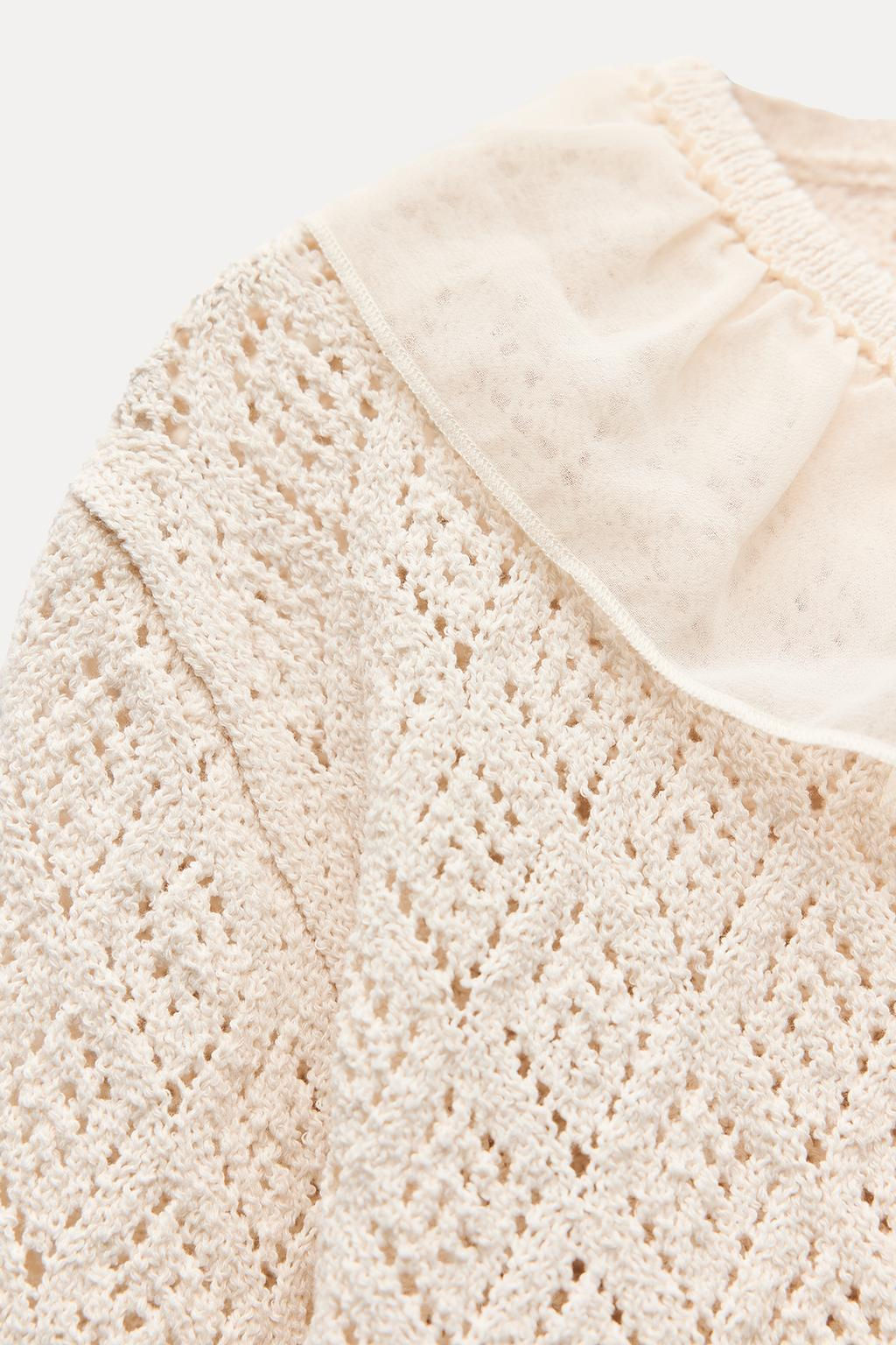 POINTELLE KNIT CARDIGAN WITH RUFFLES - Zara фото 5