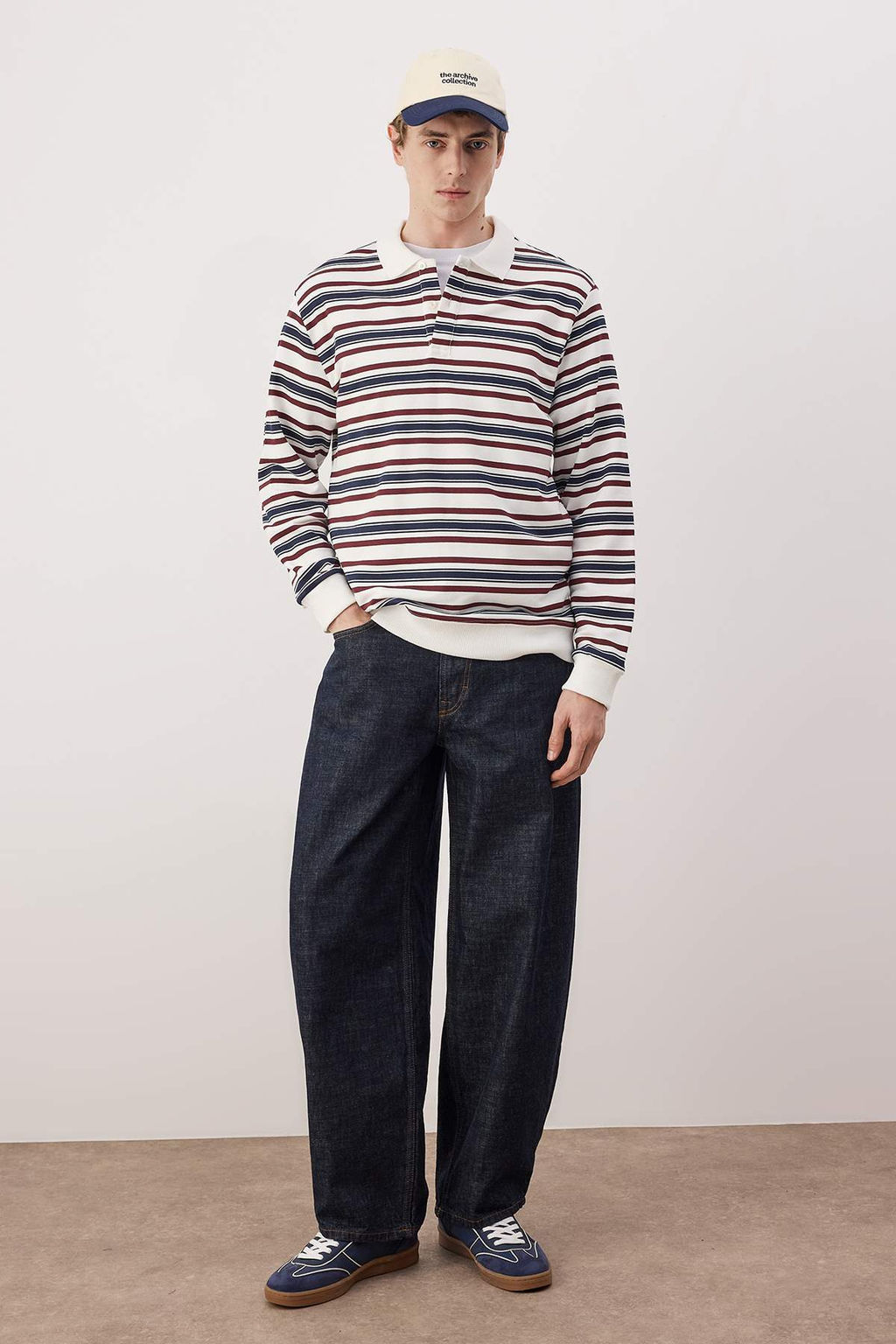 Lacivert Regular/Normal Kesim Polo Yaka Orme Sweatshirt TMNAW26SW00054