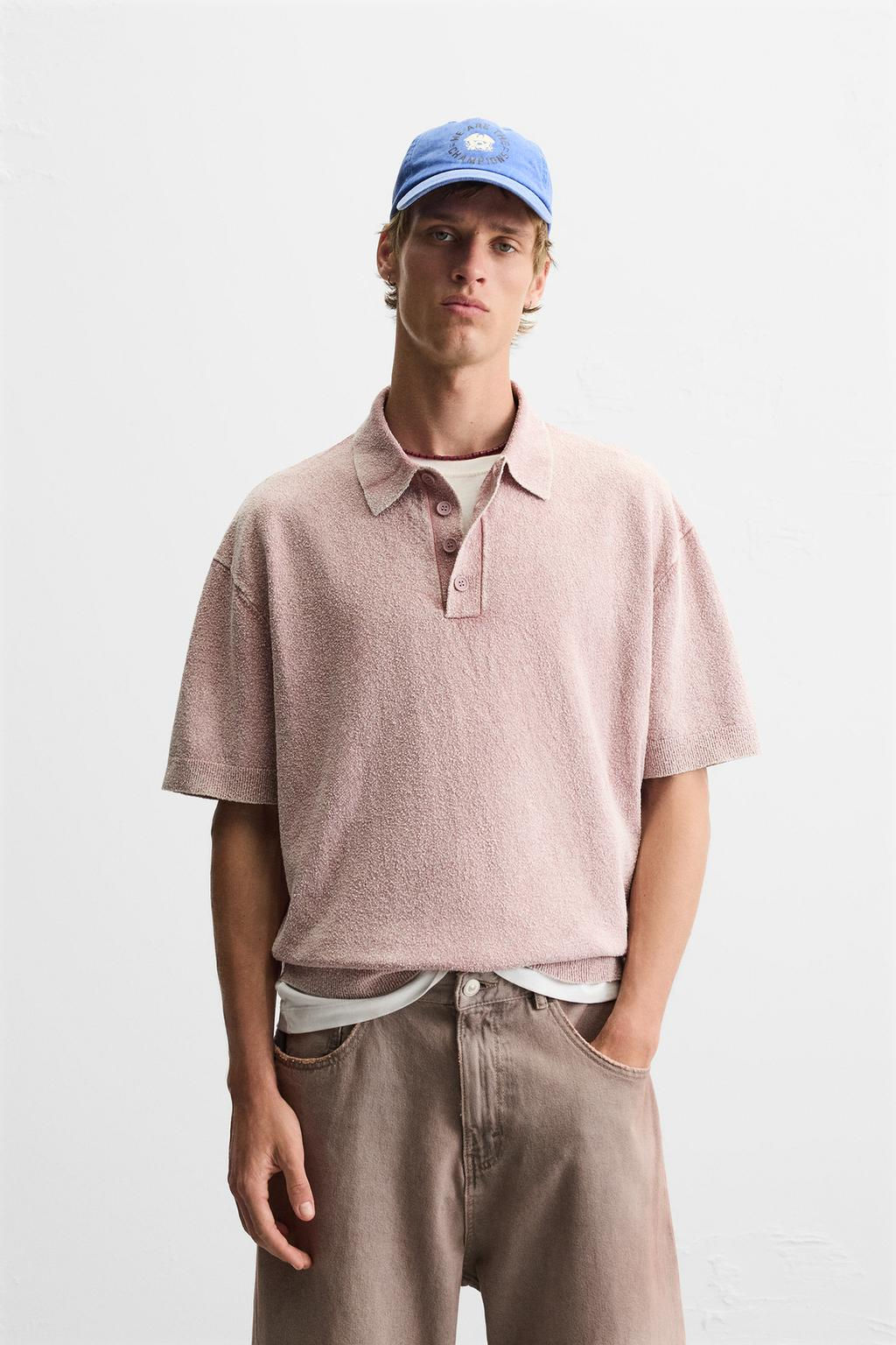WASHED BOUCLE KNIT POLO SHIRT - Zara фото 2