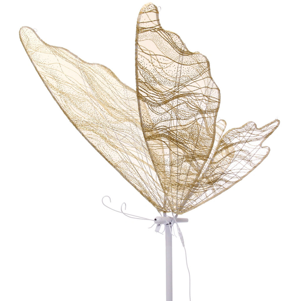 Фигура светодиодная "Волшебная Бабочка" на стойке h-2,08м, длина крыла 100 см, без движения,220v,Теплый белый