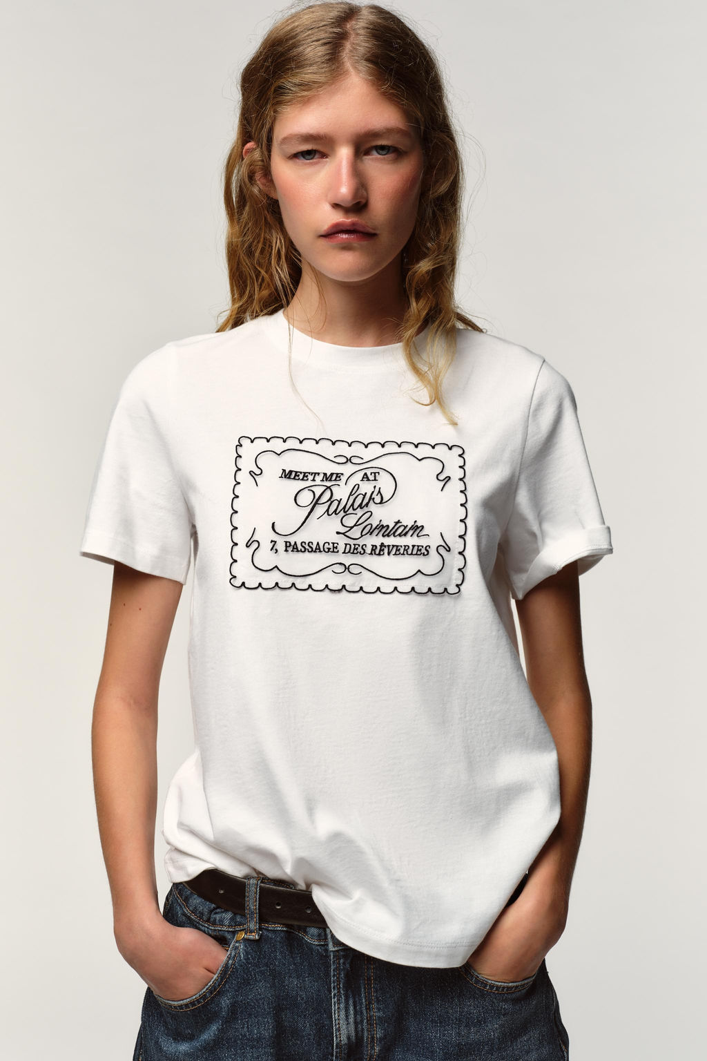 T-SHIRT WITH ORGANZA SLOGAN - Zara фото 2