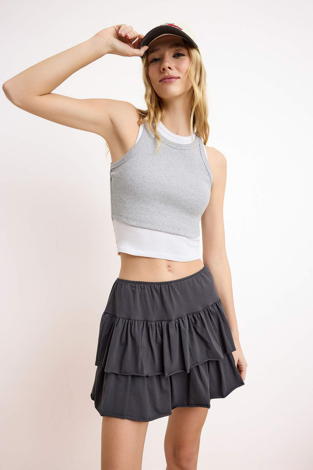 TRENDYOLMILLA Lacivert Etegi F?rf?rl? Mini Esnek Orme Etek TWOSS25ET00086  фото 10