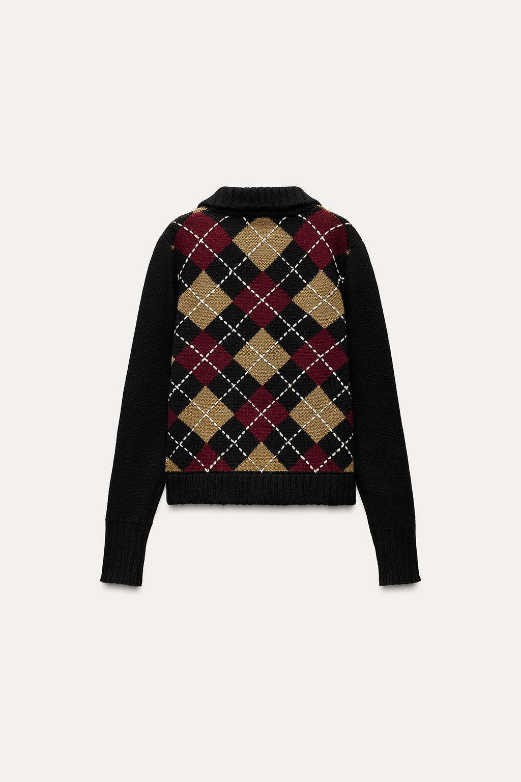 DIAMOND PATTERN KNIT CARDIGAN - Zara фото 5