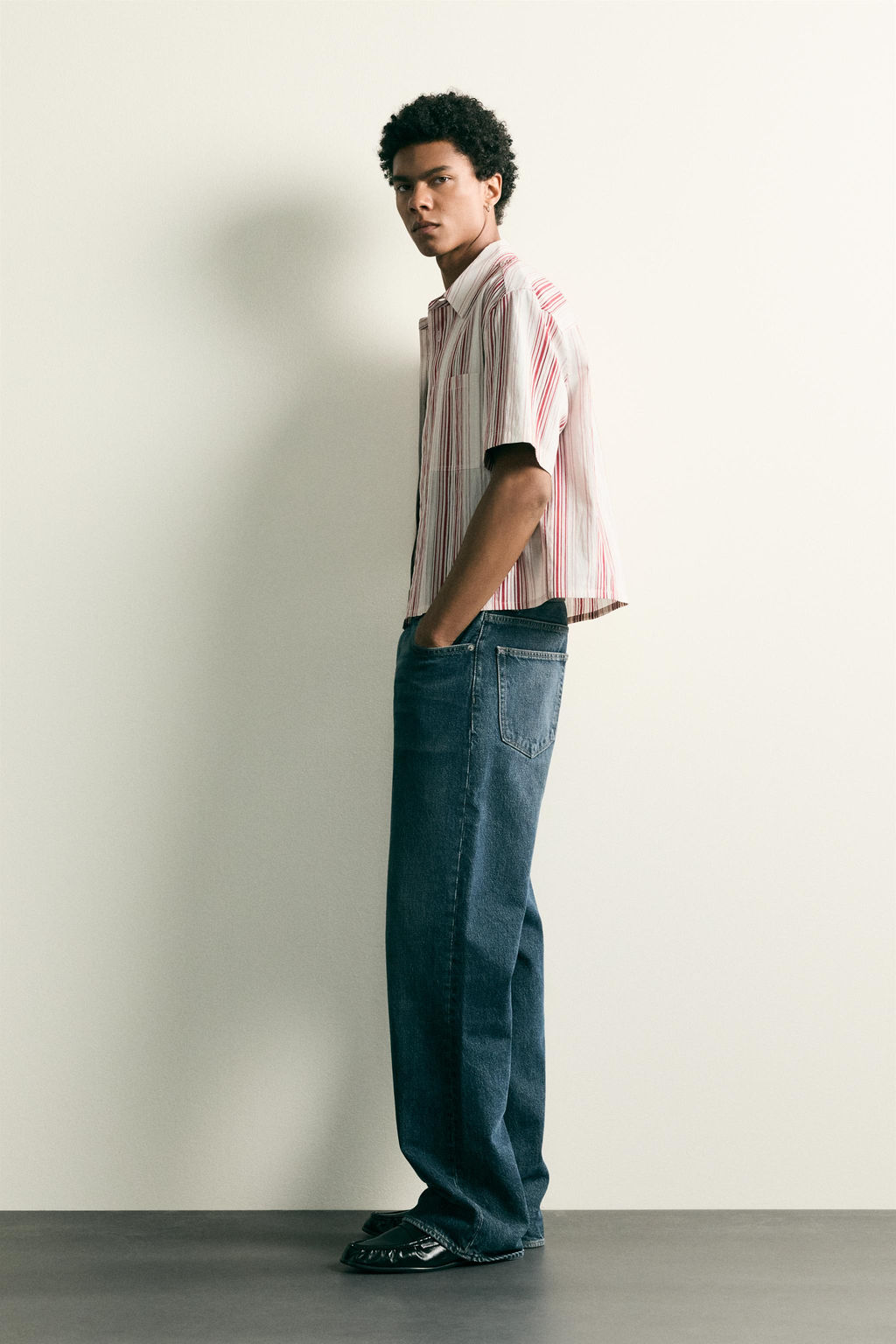 CAMISA BOXY FIT RAYAS / Rosa - Zara фото 4