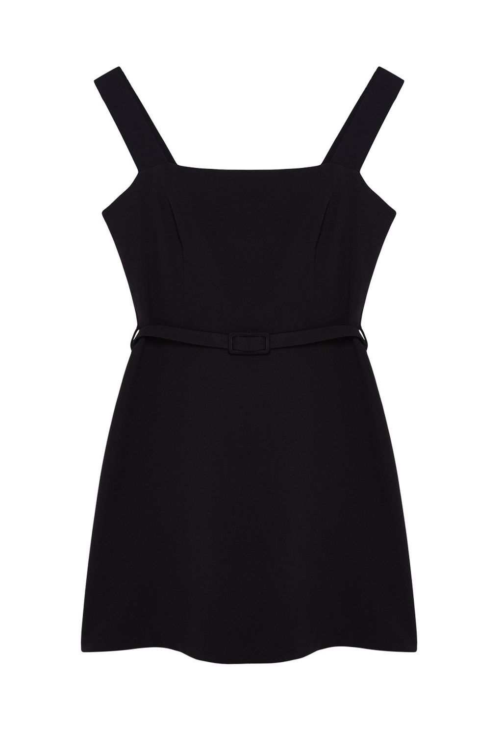 Siyah Etegi Belden Ac?lan KAre Yaka Mini Dokuma Elbise TWOSS24EL00981 - Trendyolmilla фото 6