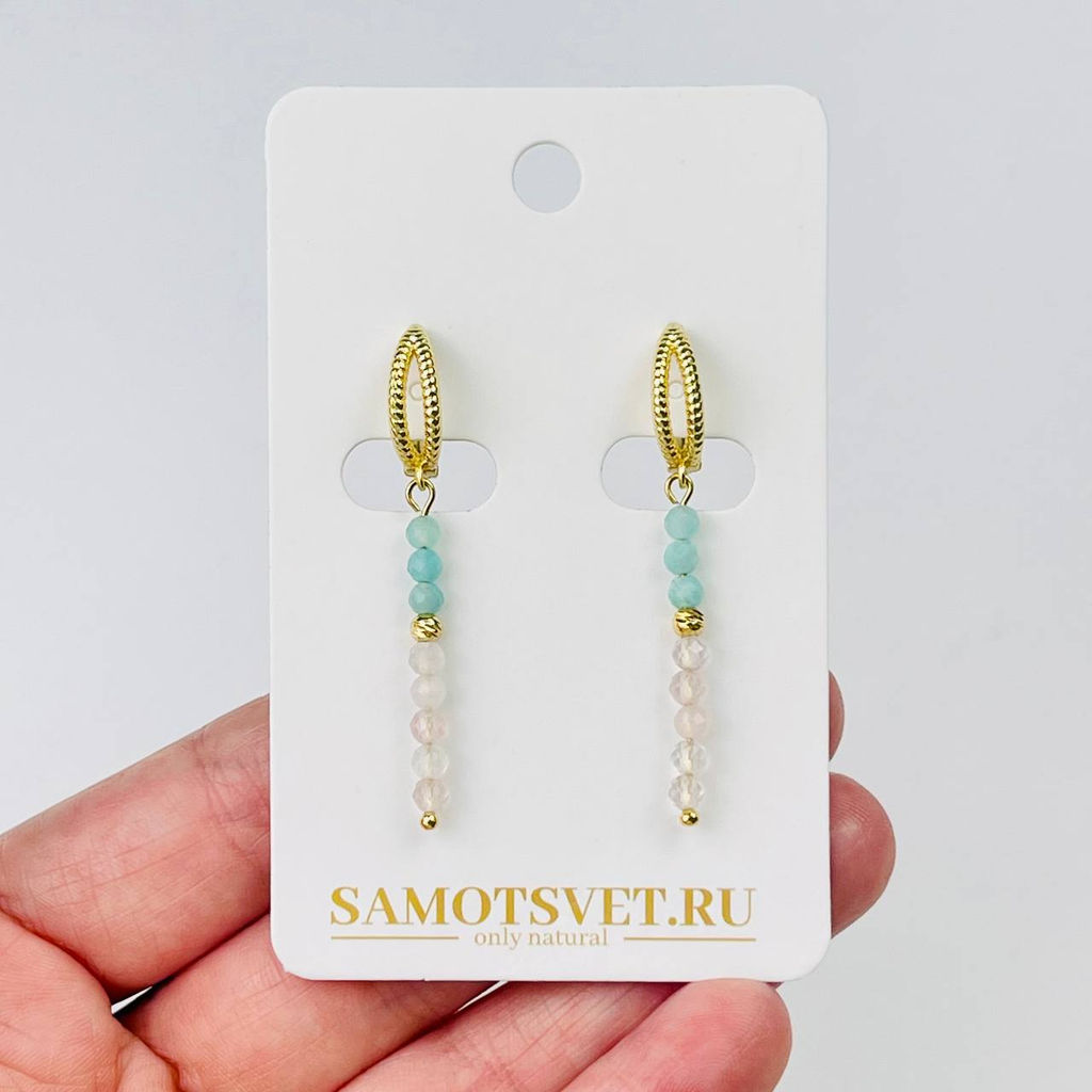 Серьги из Амазонита и Розового кварца