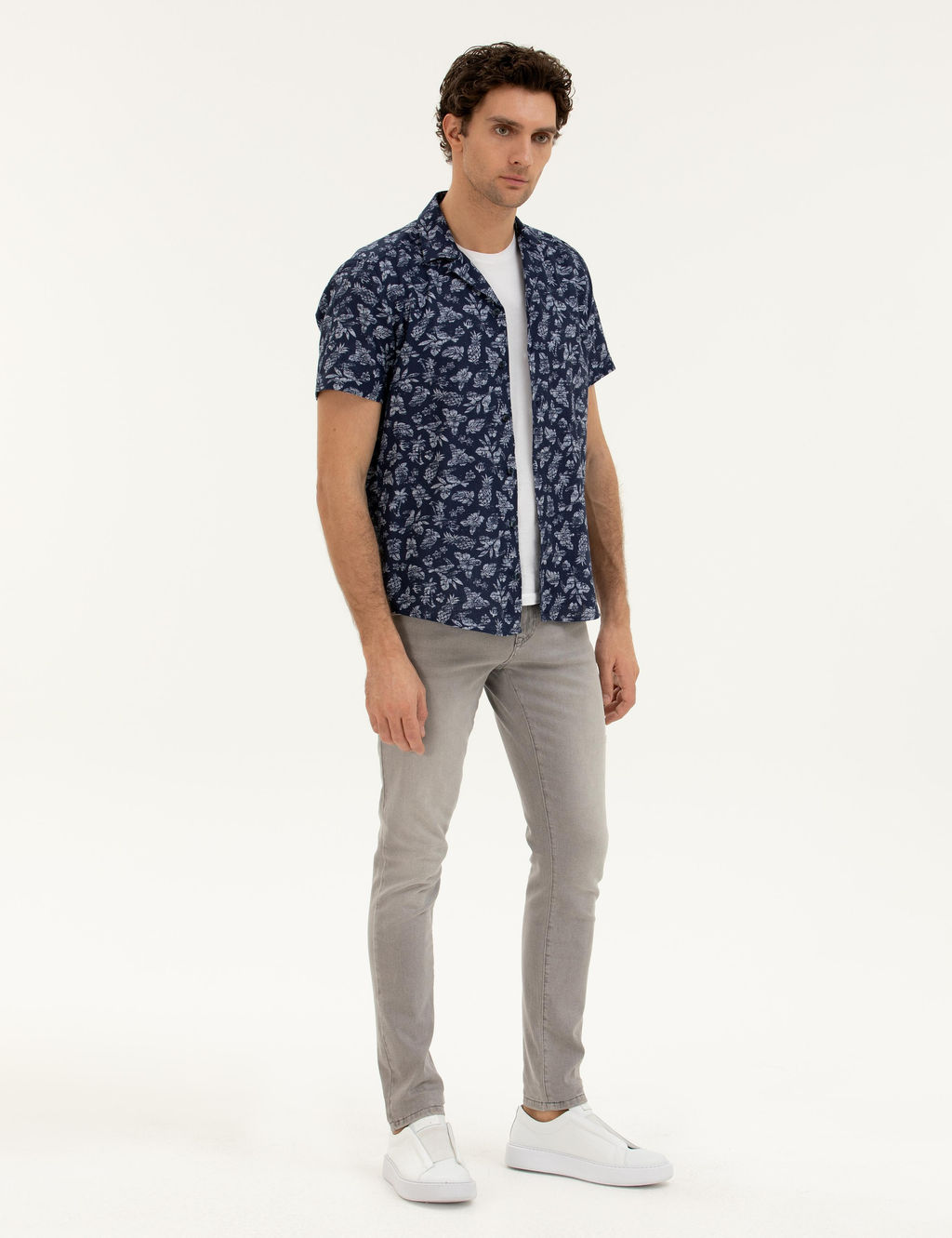 Lacivert Regular Fit K_sa Kollu G_mlek