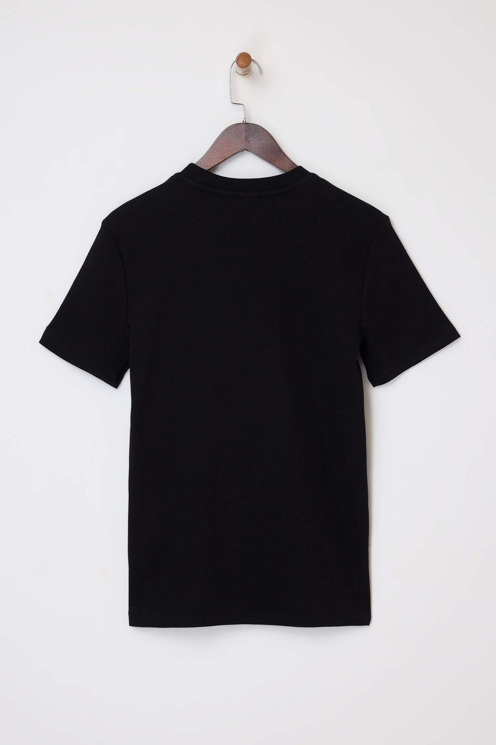 Siyah Regular/Normal Kesim Dokulu Kaskorse Basic T-Shirt TMNSS26TS00002 - Trendyolmilla фото 2