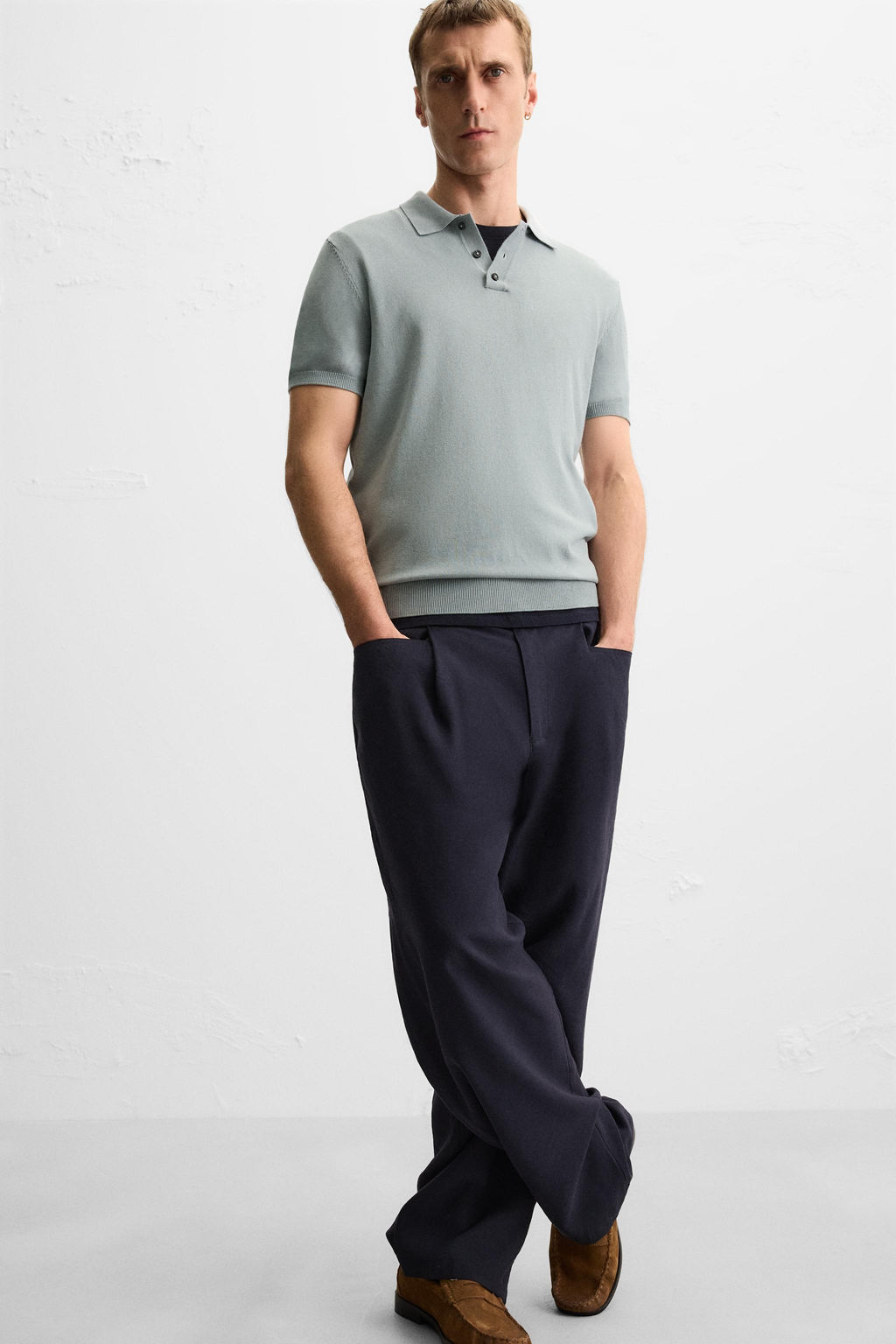 REGULAR FIT KNITTED POLO SHIRT - Zara фото 5