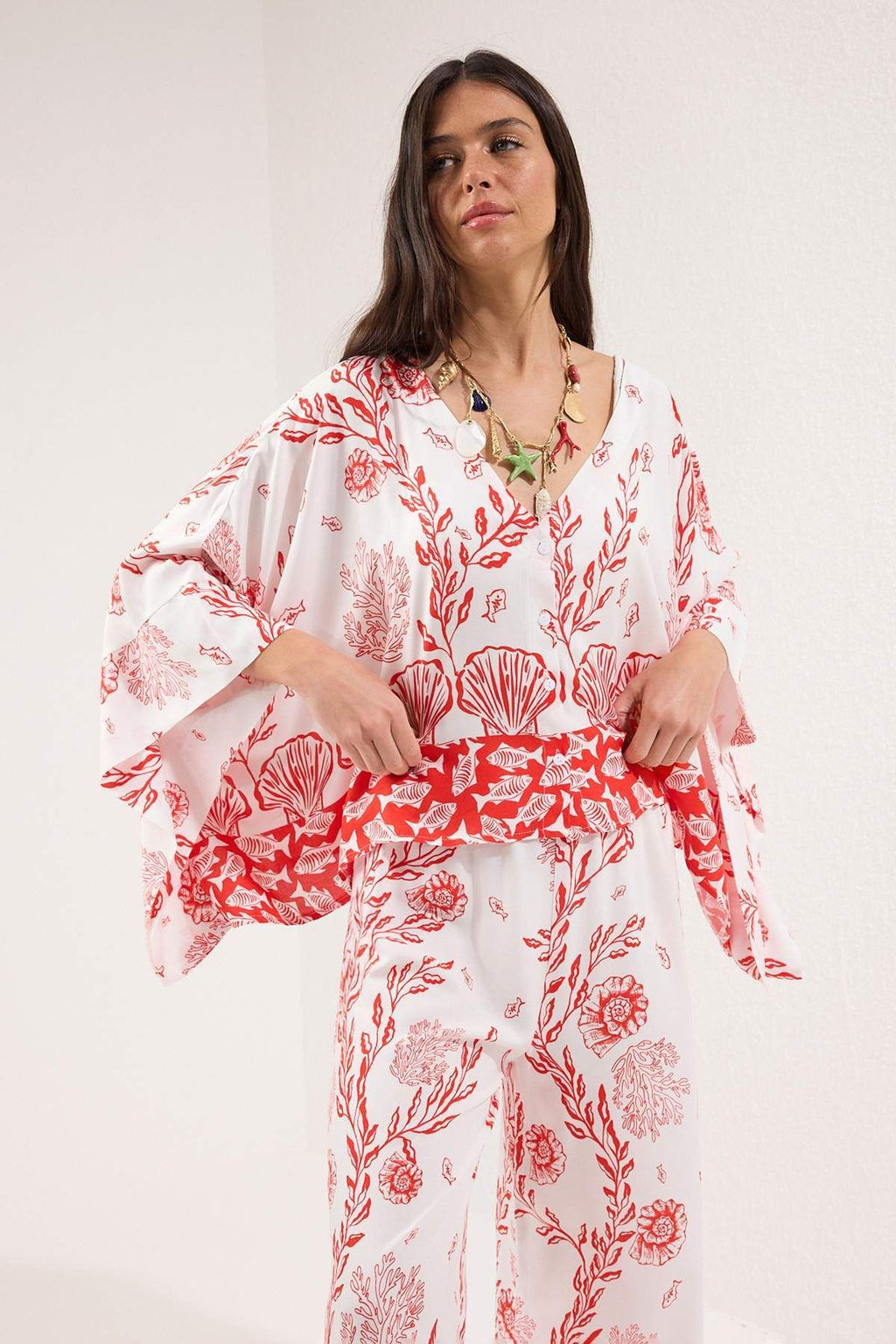 Etnik Desenli Dokuma Plaj Bluz-Pantolon Tak?m TBESS25AU00003 - Trendyolmilla фото 10