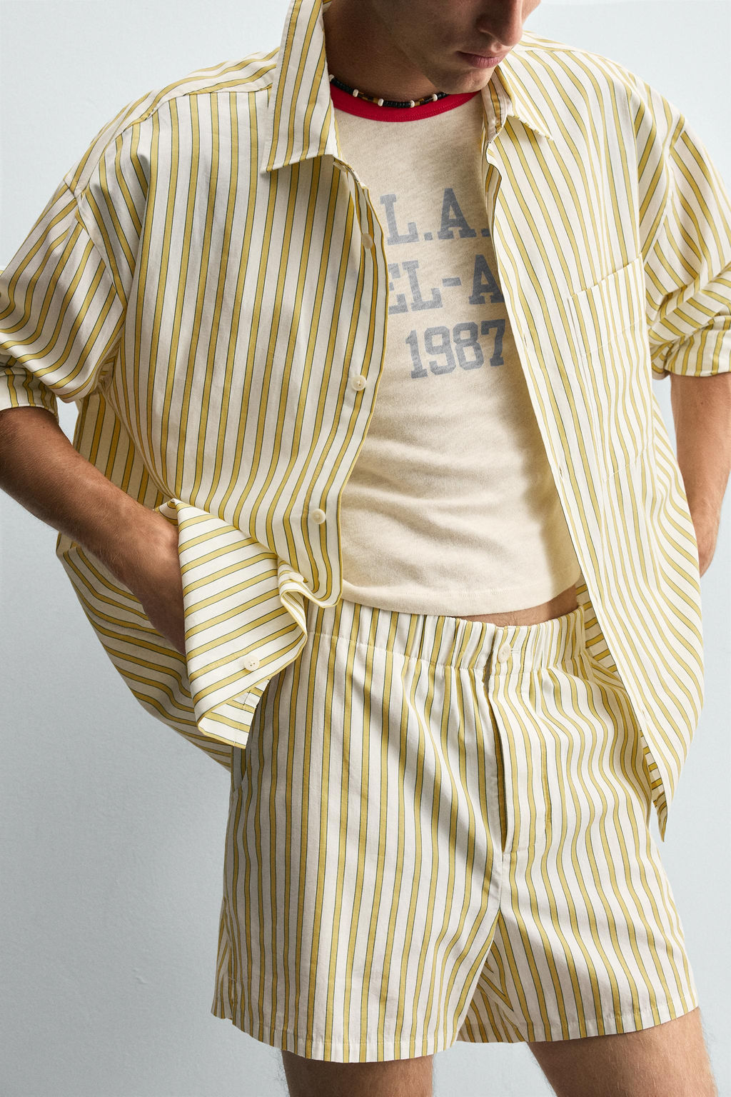 EMBROIDERED STRIPED SHORTS - Zara фото 5
