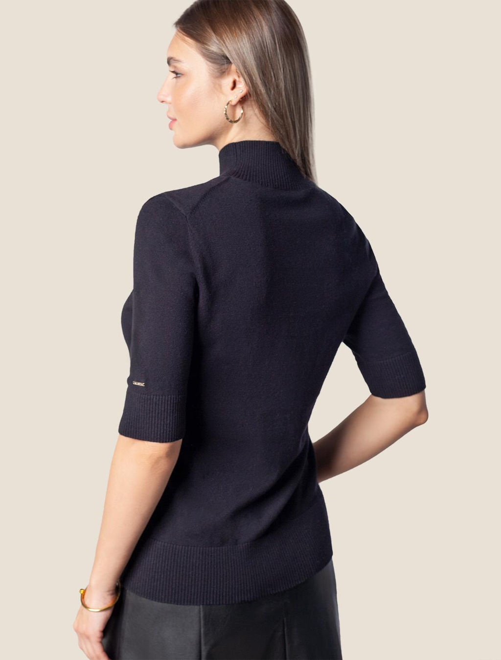 VILATTE / Джемпер тонкой вязки из хлопка с нейлоном  фото 2