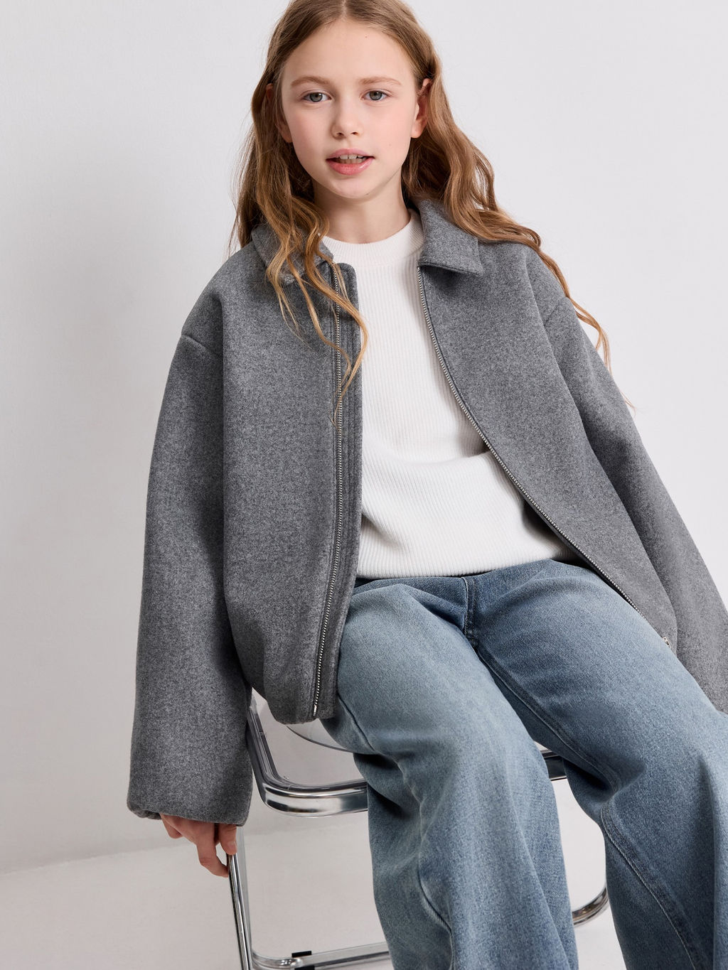 ACOOLA / Куртка детская для девочек Mocka серый меланж  фото 4