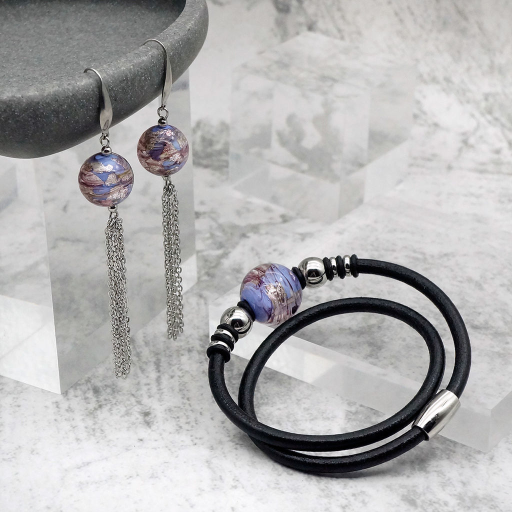 Серьги из муранского стекла PURPLE MIST LS1925