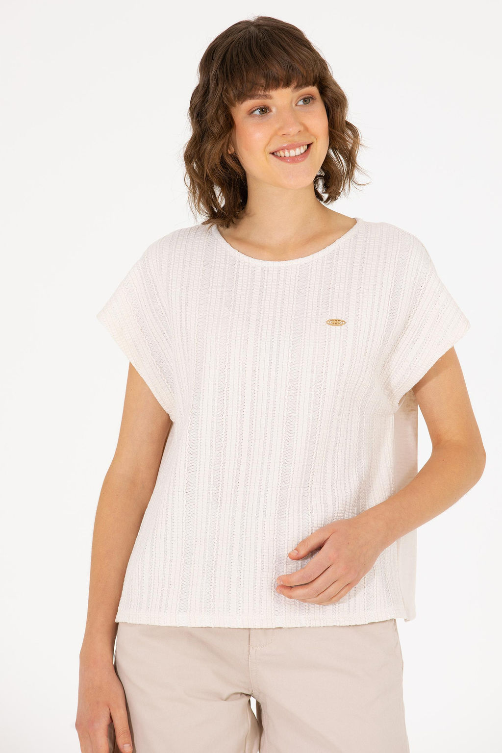 Женская кремовая футболка - U.s. polo assn фото 4