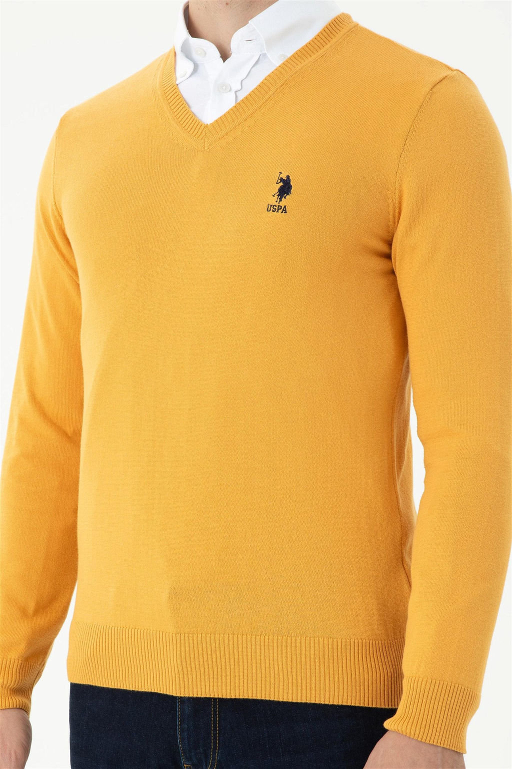 Мужской горчичный базовый свитер Неожиданная скидка в корзине - U.s. polo assn фото 6