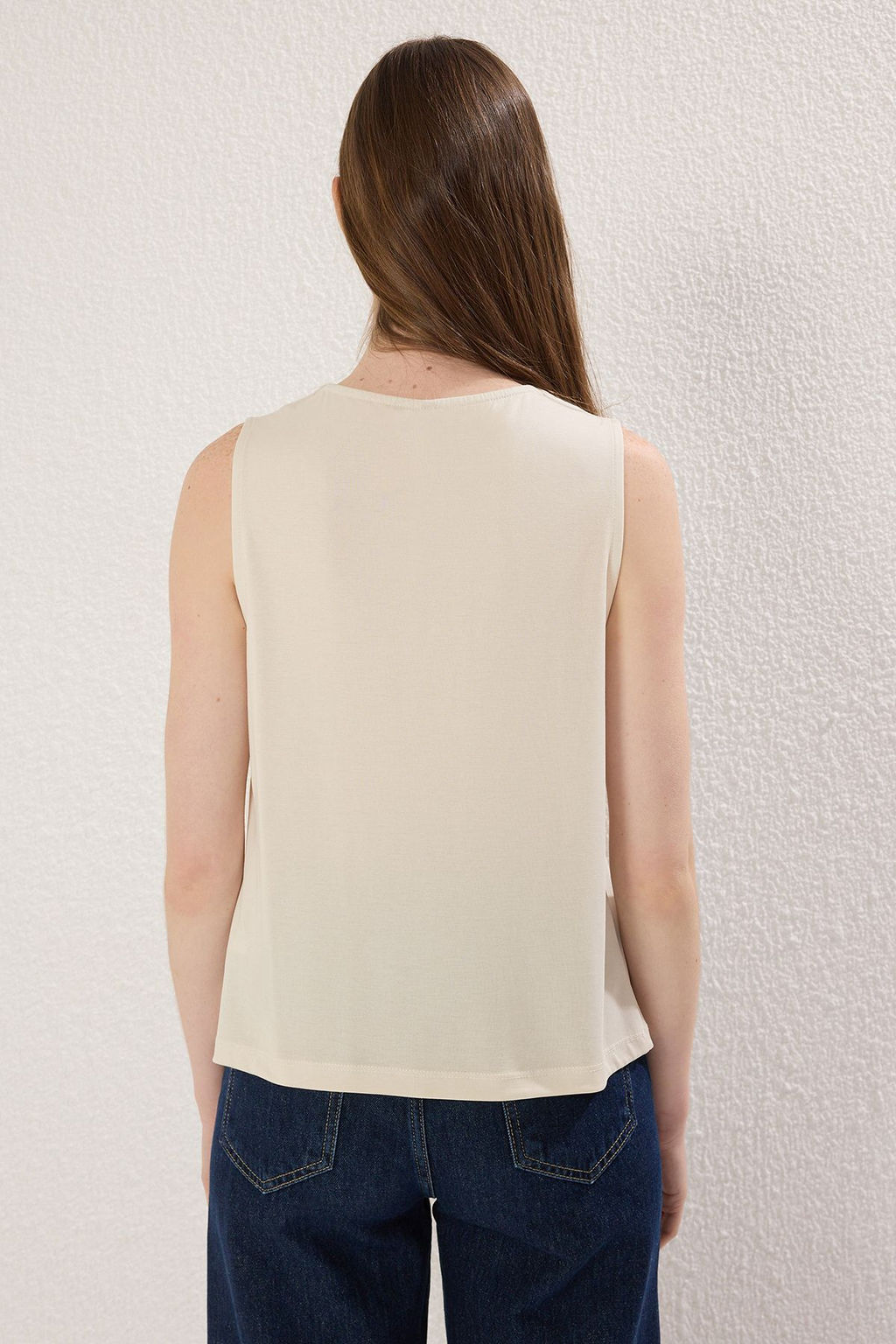 Tas More Sustainable Modal Ak?skan Kumasl? Regular Kal?p Pilili Orme Bluz TWOSS25BZ00401