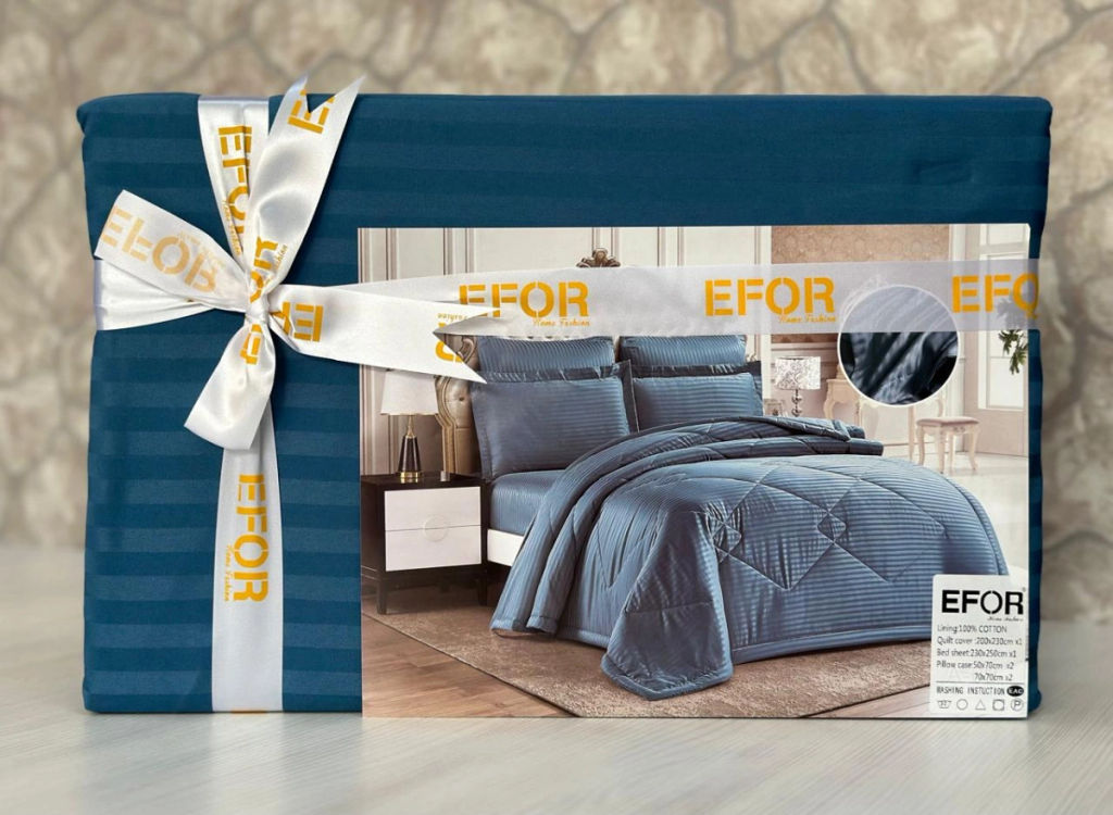 КПБ EFOR SATIN MAVI синий 1,5  фото 2