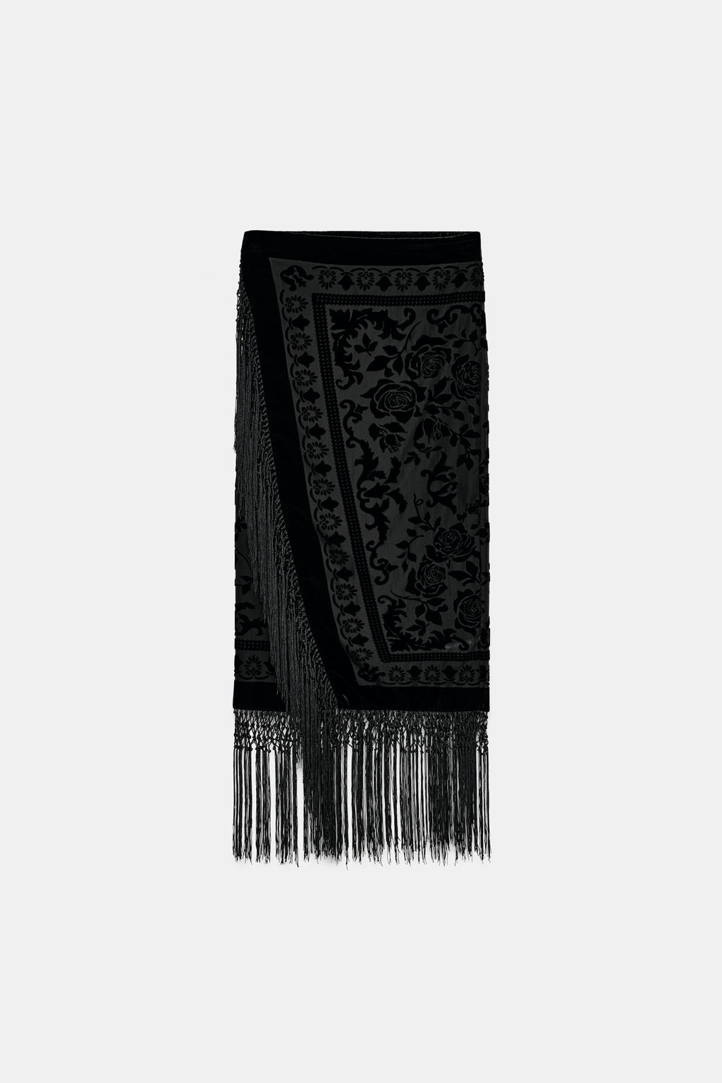 ZW COLLECTION LIMITED EDITION VELVET FRINGED SKIRT - Zara фото 6