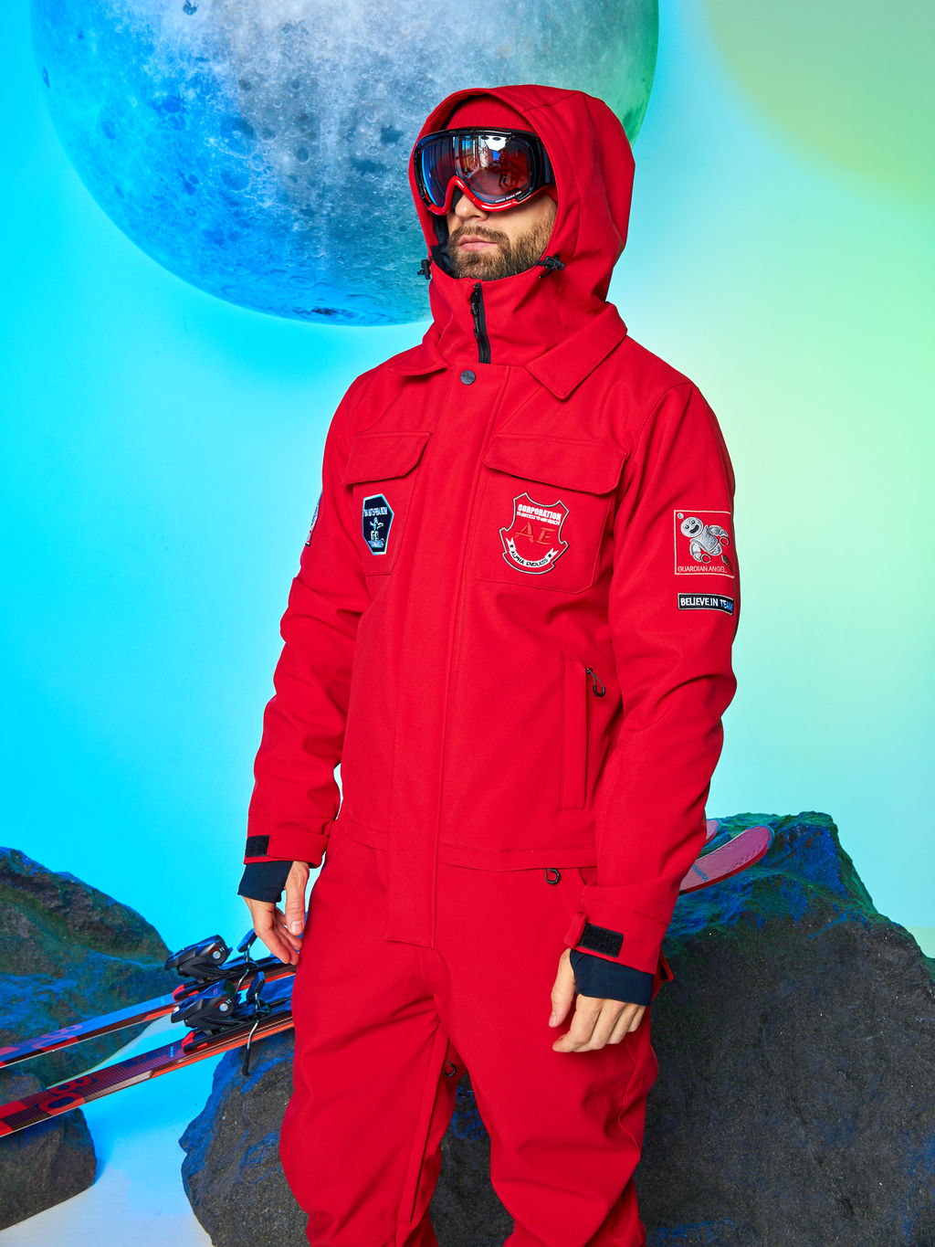 Мужской сноубордический горнолыжный комбинезон Alpha Endless Prometheus 223/230510 RED - Красный