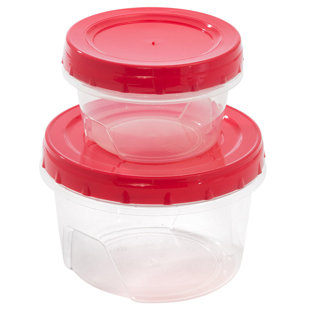 Банка для сыпучих продуктов пластмассовая, набор 2 предмета: 0,3л, д10см, h8,5см, 0,7л, д12,5см, h8,5см, закручивающаяся крышка (Россия) - Домашняя мода фото 2