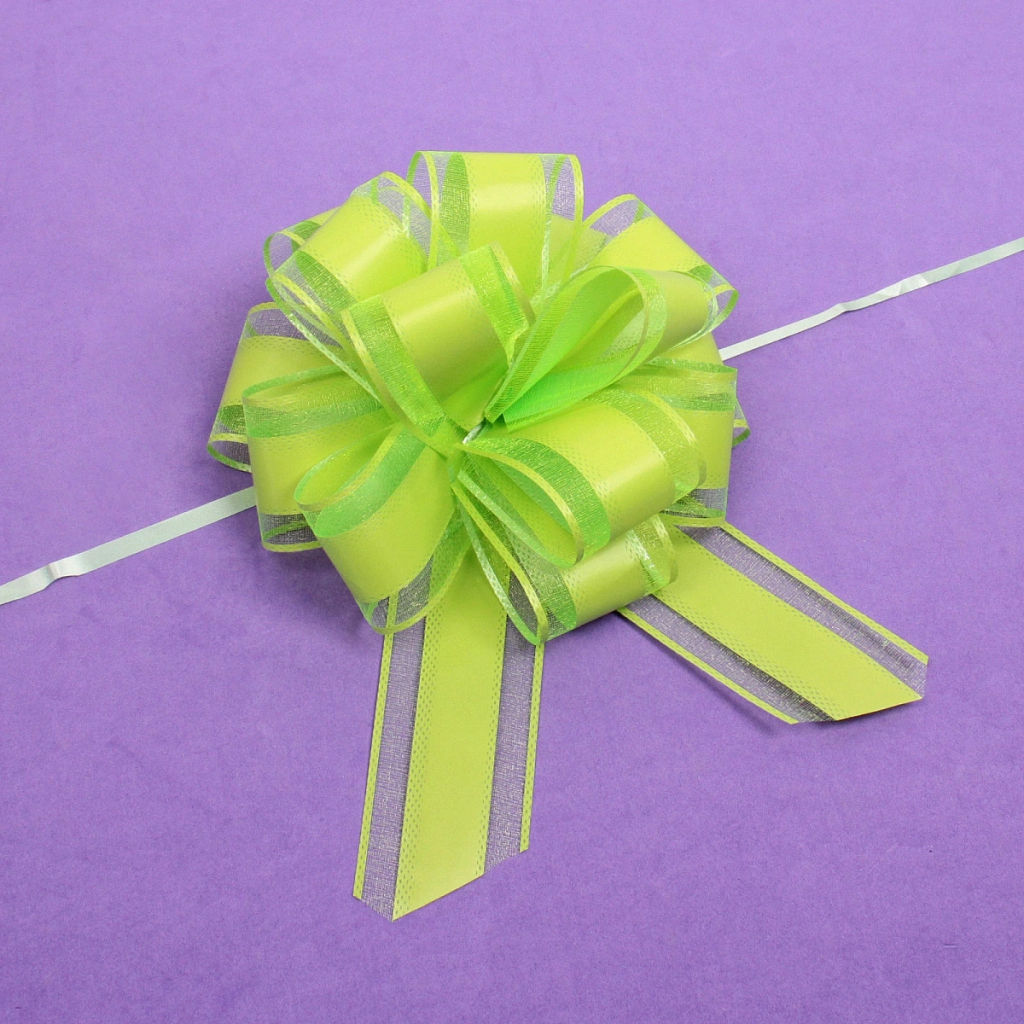 Цена за 6 шт. Бант для оформления подарка "Чудо" 5 см, d=15 см, Зелёный