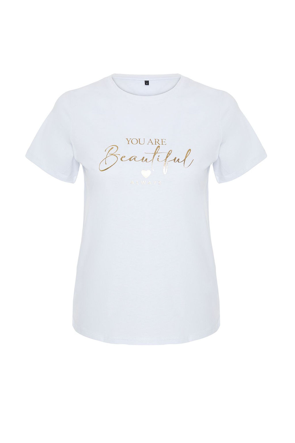 Beyaz %100 Kal?n Pamuklu Varak/Parlak Slogan Bask?l? Regular Kal?p Orme T-Shirt TWOSS24TS00252 - Trendyolmilla фото 7