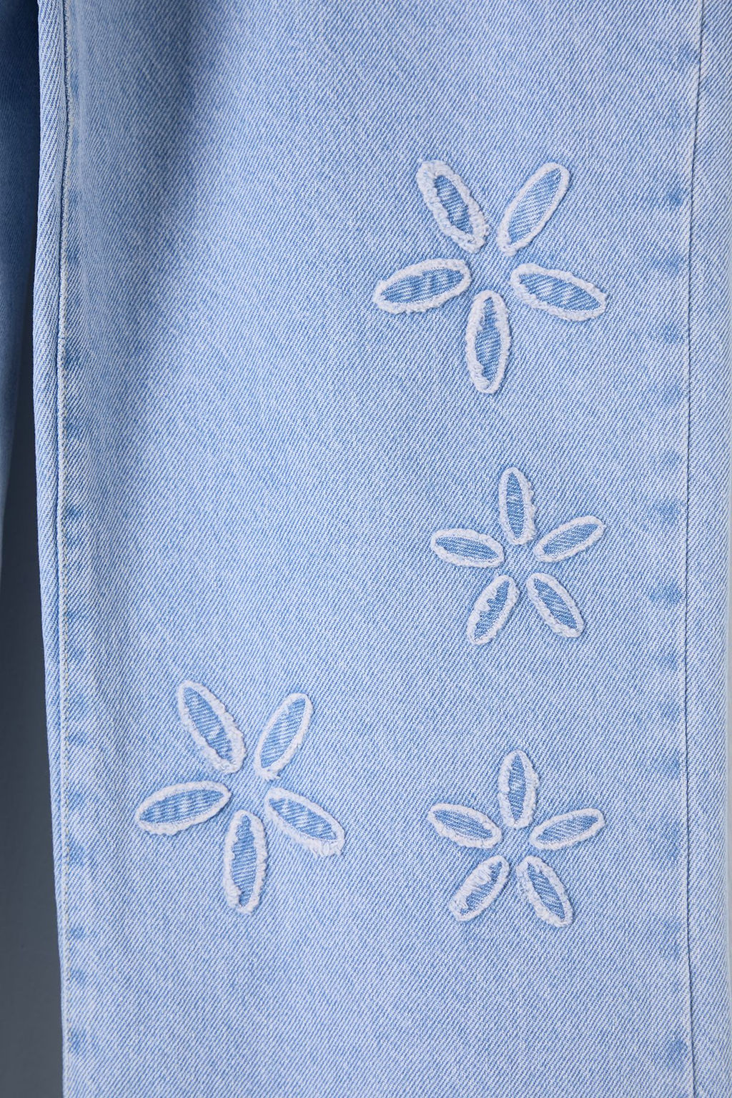 Ac?k Mavi Cicek Nak?sl? Yuksek Bel Wide Leg Jeans TWOSS25JE00047 - Trendyolmilla фото 7