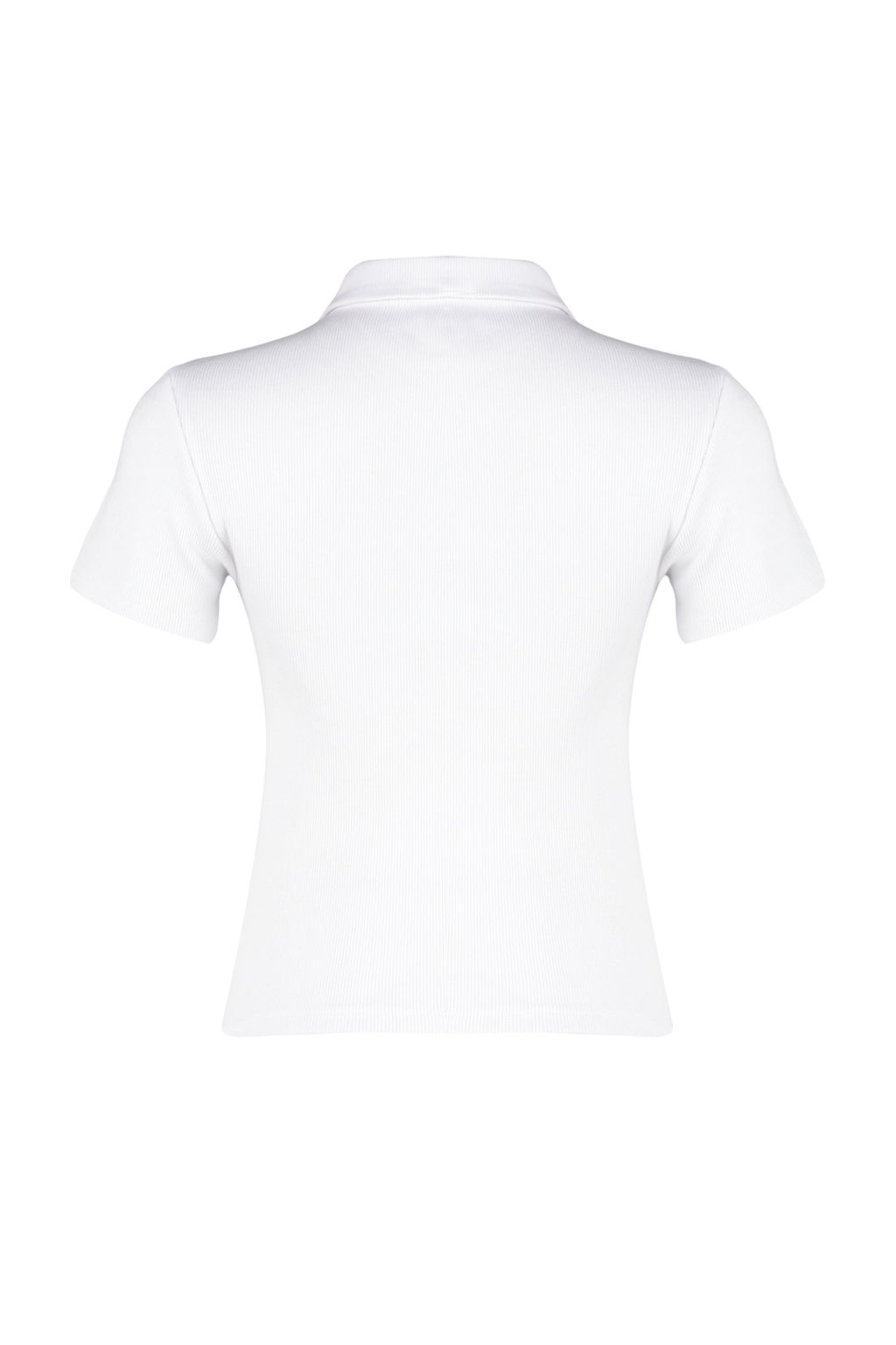 Trendyolmilla Siyah Polo Yaka Dugmeli K?sa Kol Esnek Fitilli Orme Bluz TWOSS24BZ00111  фото 8