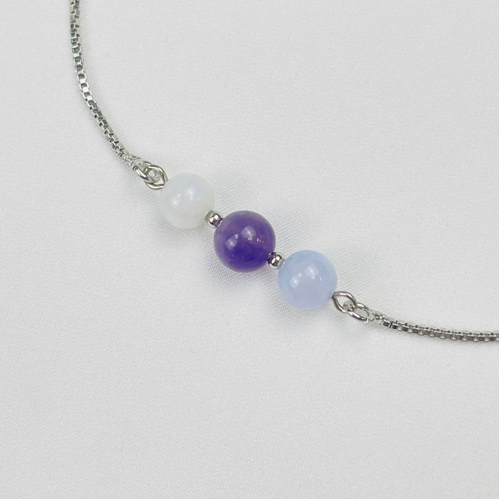 Браслет регулируемый для Тельца из Агата, Аметиста и Лунного камня - Радуга самоцветов фото 3