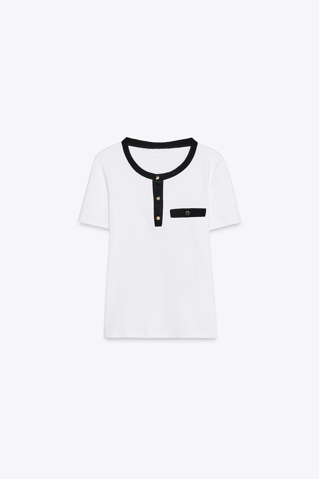 T-SHIRT WITH CONTRASTING TRIMS - Zara фото 5