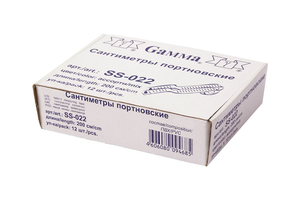 Gamma SS-022 (MT-09) Сантиметр пластик 200 см х 2 см 12 шт в картонной упаковке ассорти