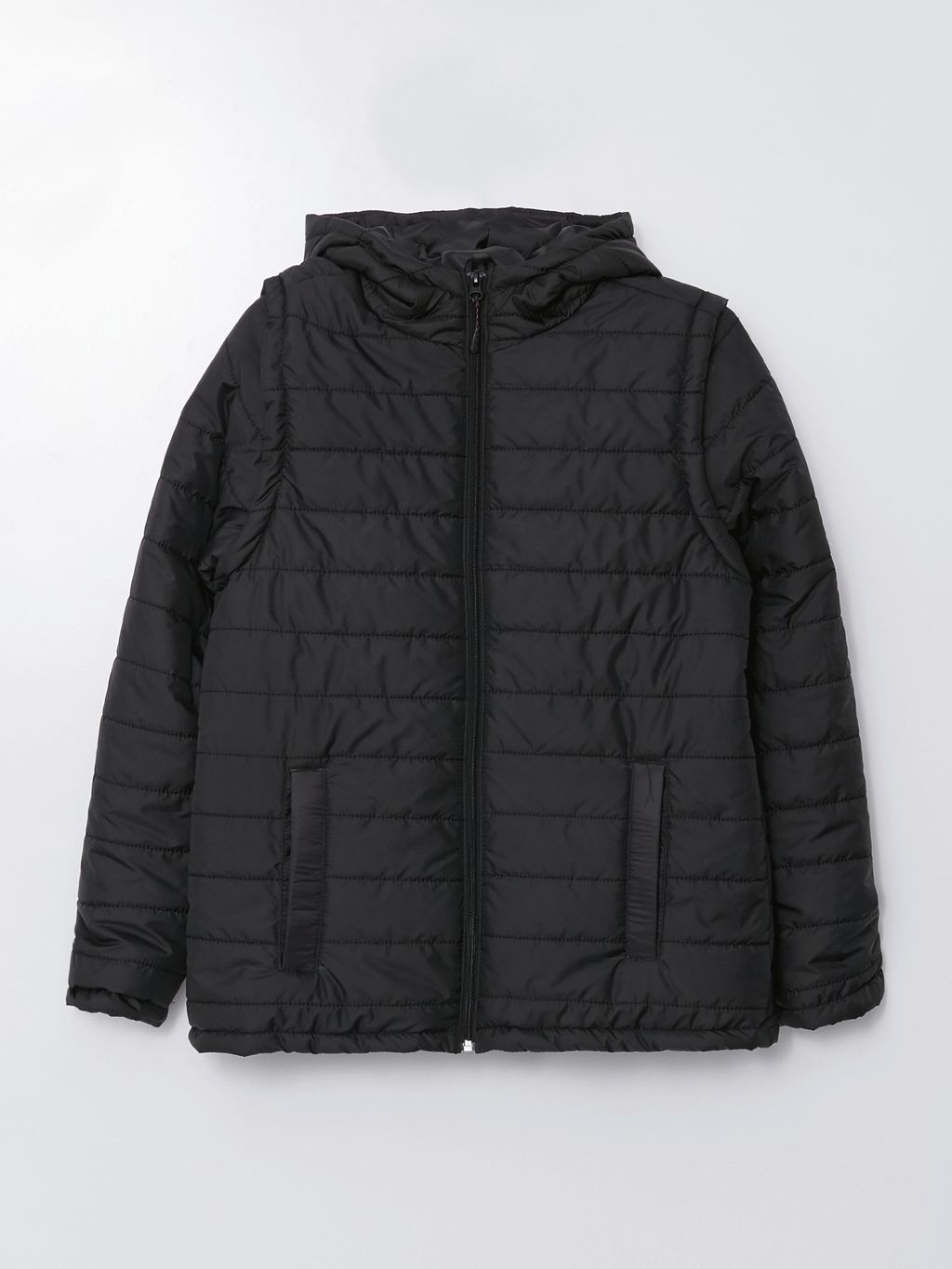 Kap??onlu D?z Uzun Kollu Kad?n ?i?me Mont