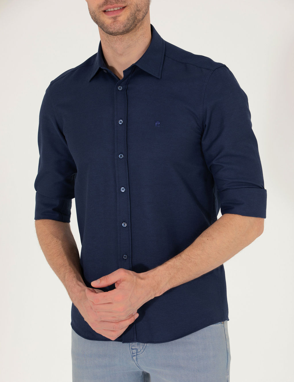 Lacivert Slim Fit Oxford G_mlek