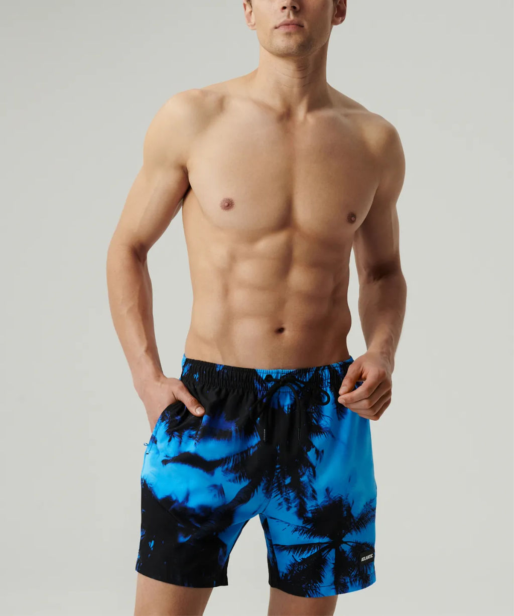 ATLANTIC KMB-227 Шорты мужские пляжные 4Way Stretch Palms голубой + черный