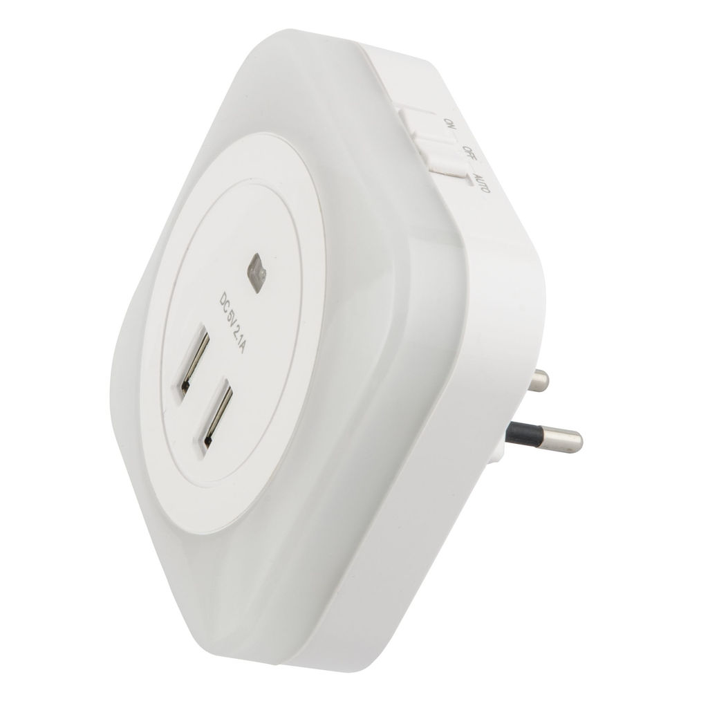 DTL-321 White/Sensor/2USB Светильник ночник с фотосенсором (день-ночь). 2USB. Белый. ТМ Uniel - Volpe фото 2
