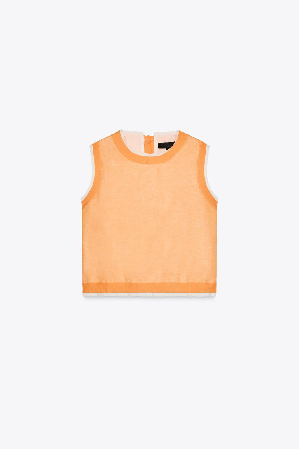 DOUBLE-LAYER KNIT LINEN BLEND TOP - Zara фото 8