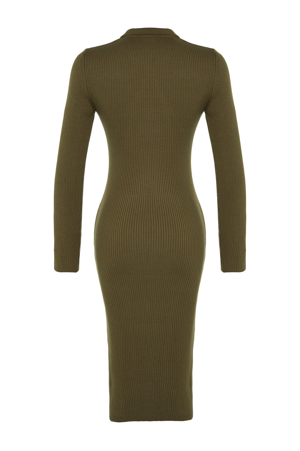 Haki Midi Triko Polo Yaka Elbise TWOAW24EL00029 - Trendyolmilla фото 8