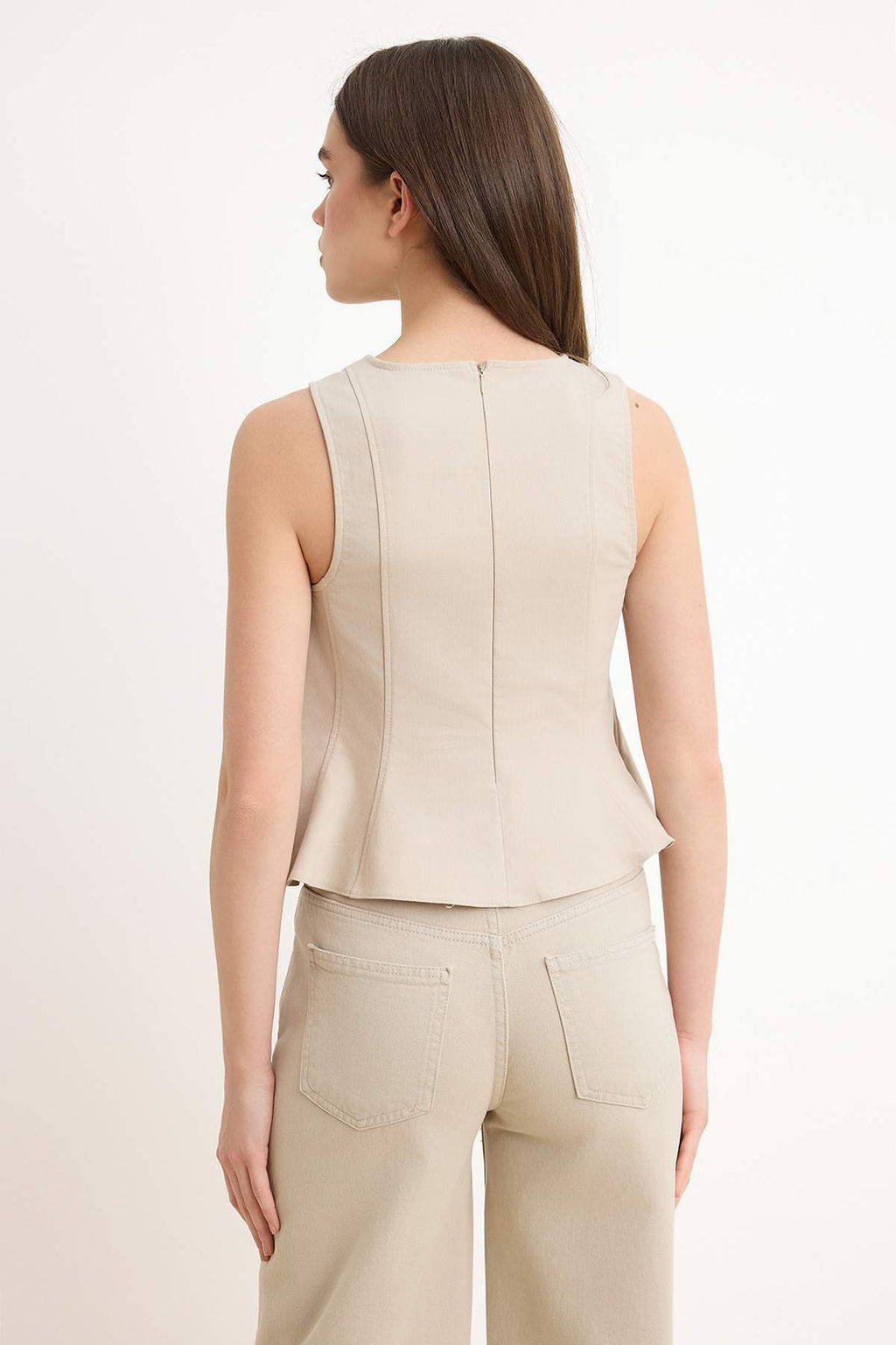 Bej Peplum Detayl? GabardinDokuma Bluz TWOSS26BZ00449 - Trendyolmilla фото 4