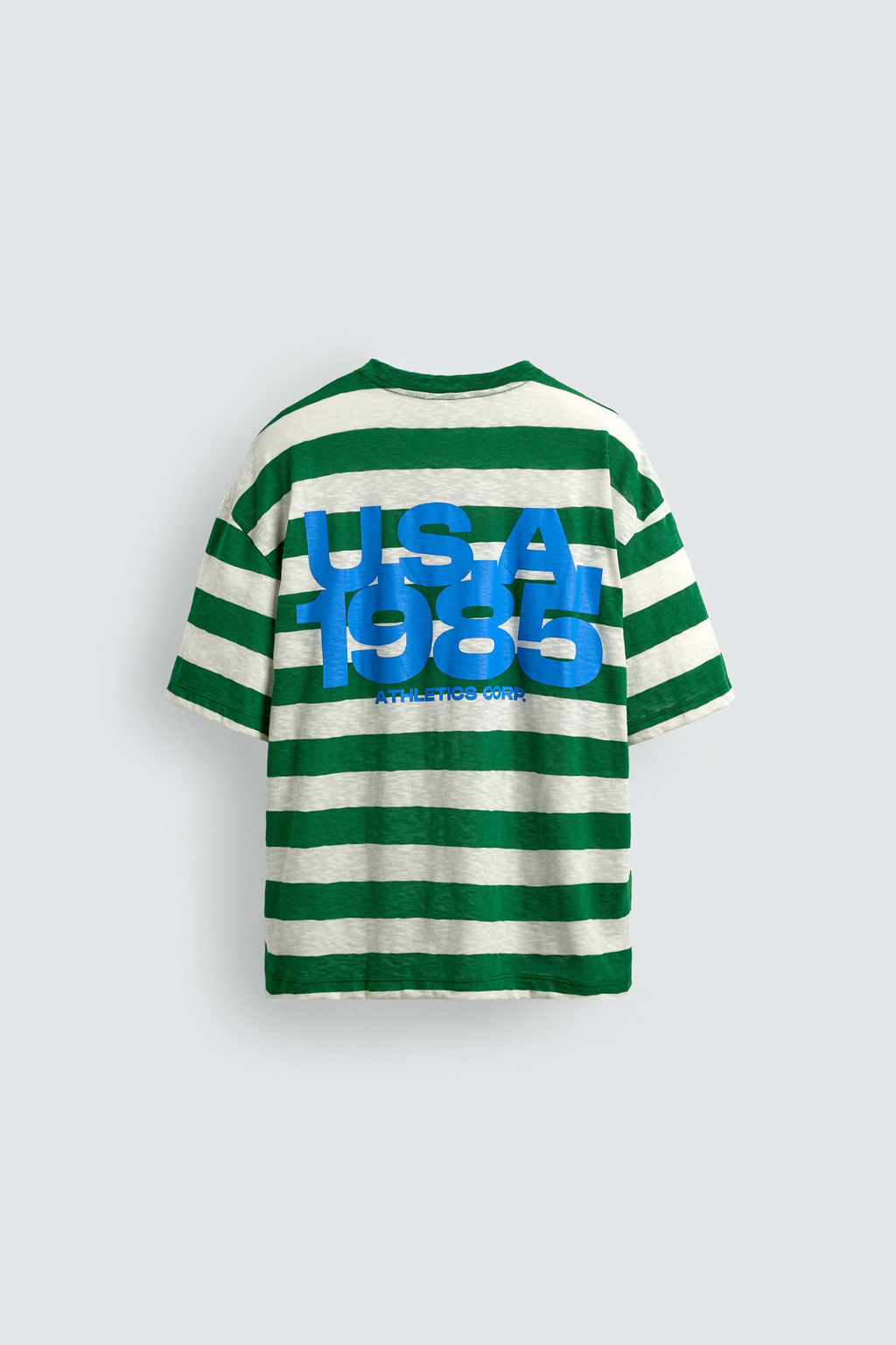 CAMISETA RAYAS ESTAMPADO CONTRASTE / Verde / Crudo - Zara фото 8