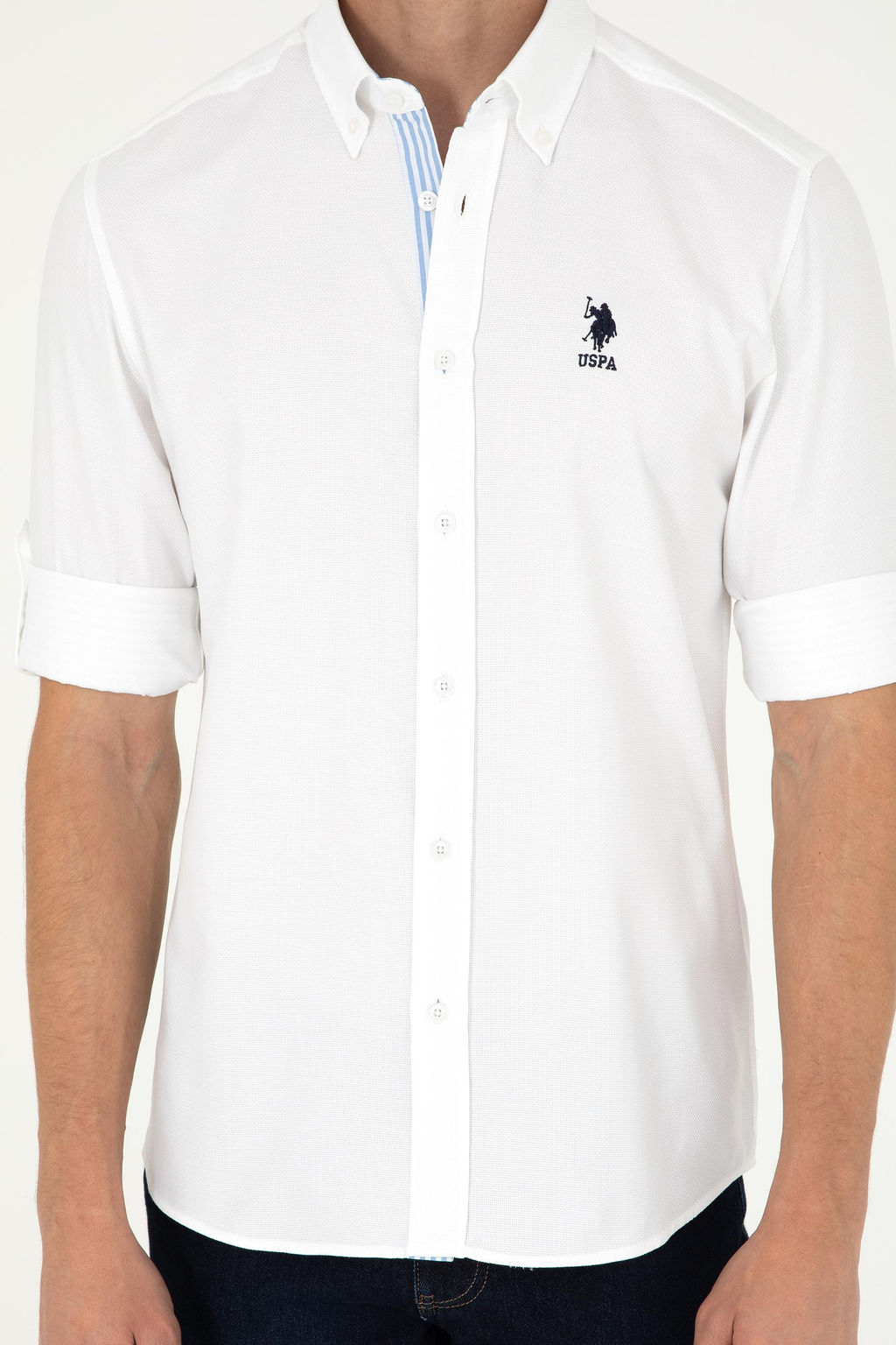 Мужская белая рубашка с длинным рукавом - U.s. polo assn фото 6