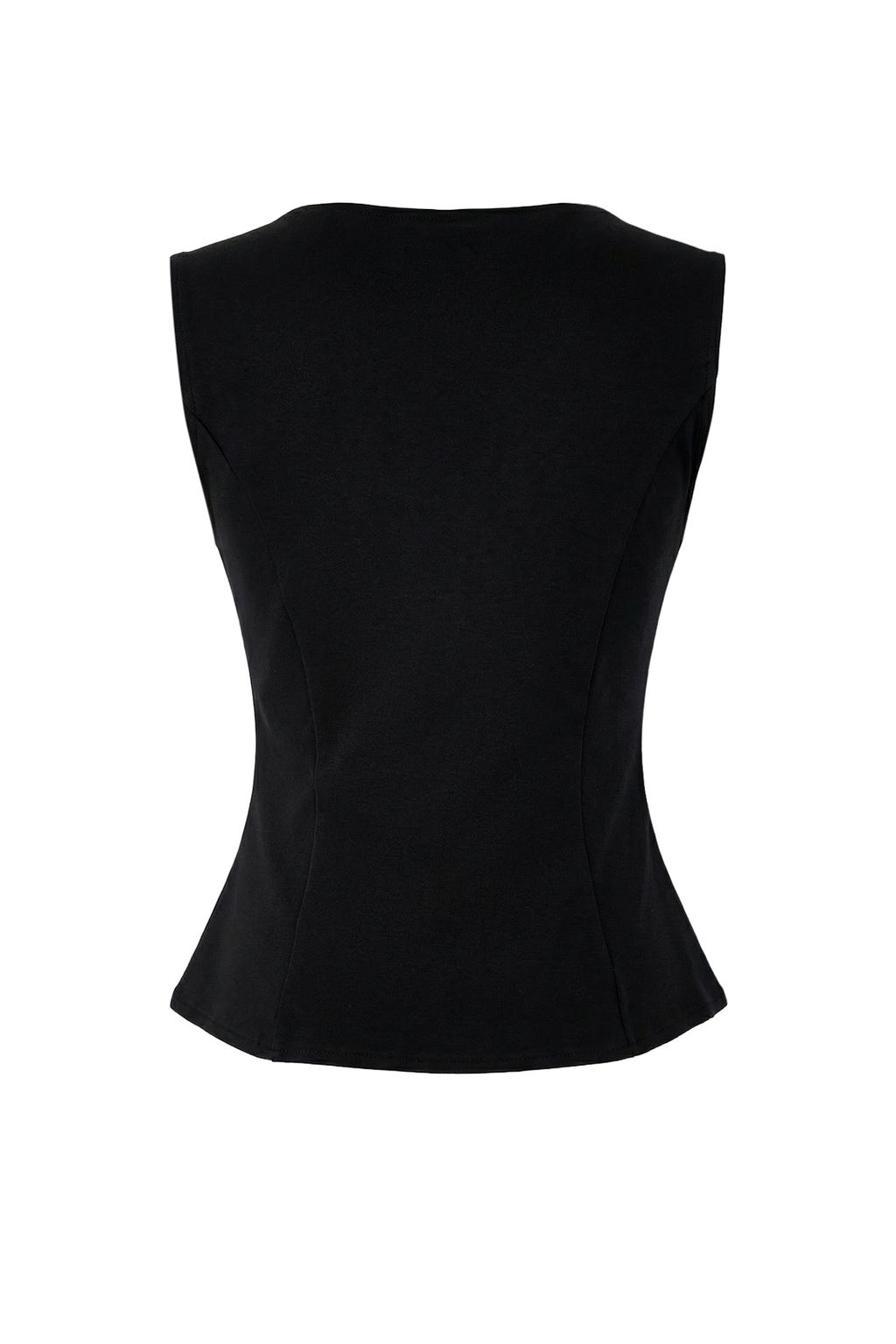 Siyah Fitted/Vucuda Oturan V Yaka Kolsuz Kemerli Interlok Orme Yelek TWOSS26YE00009 - Trendyolmilla фото 6