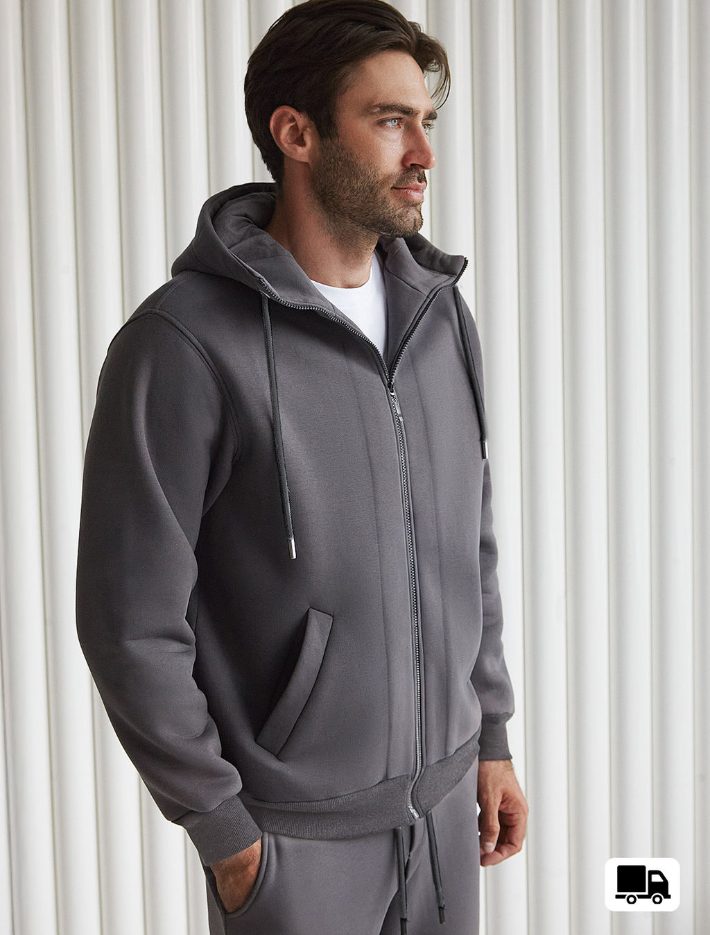 VILATTE/ Худи на молнии из премиального футера трехнитки с начесом