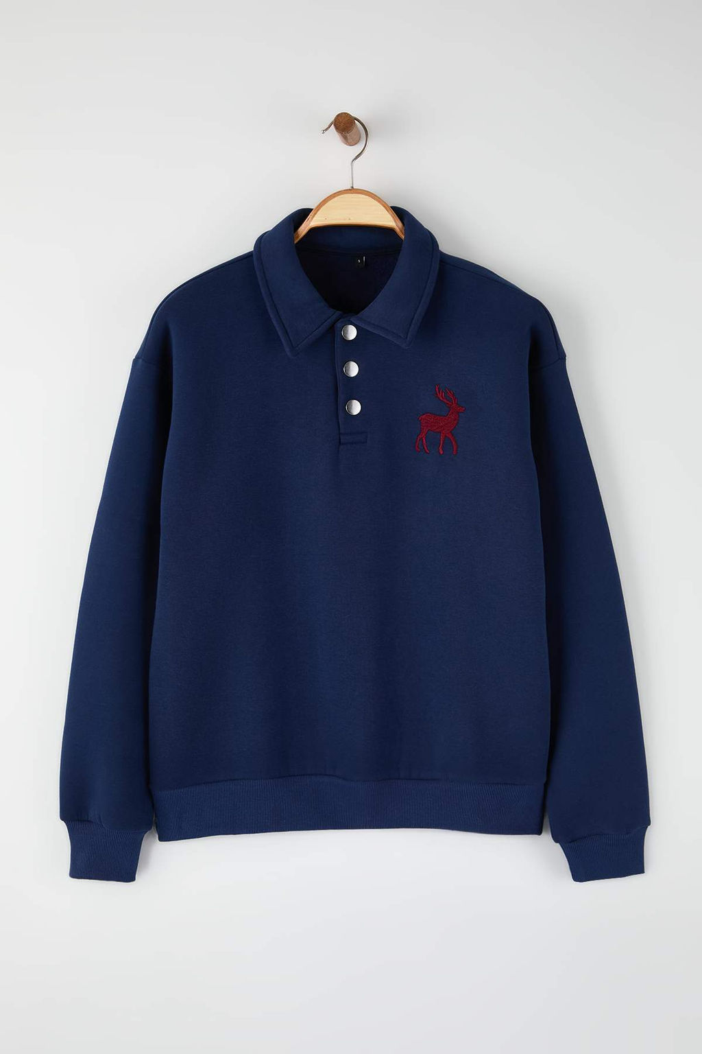 Siyah Yeni Oversize/Genis Kesim Soft Kalite Ici Polarl? Polo Yaka Sweatshirt TMNAW26SW00004 - Trendyolmilla фото 11