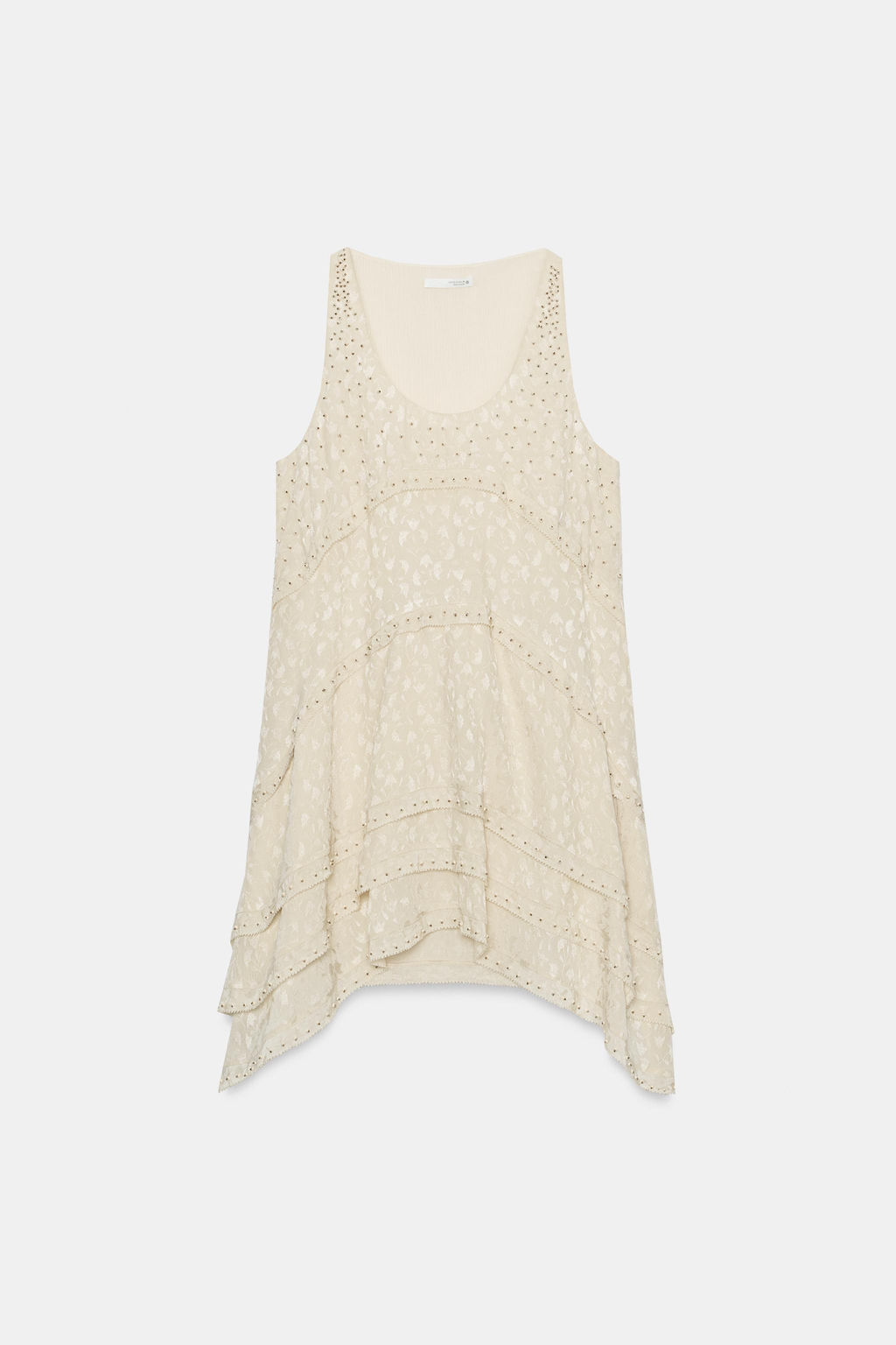 VESTIDO CORTO JACQUARD ZW COLLECTION / Crudo / Beige - Zara фото 7